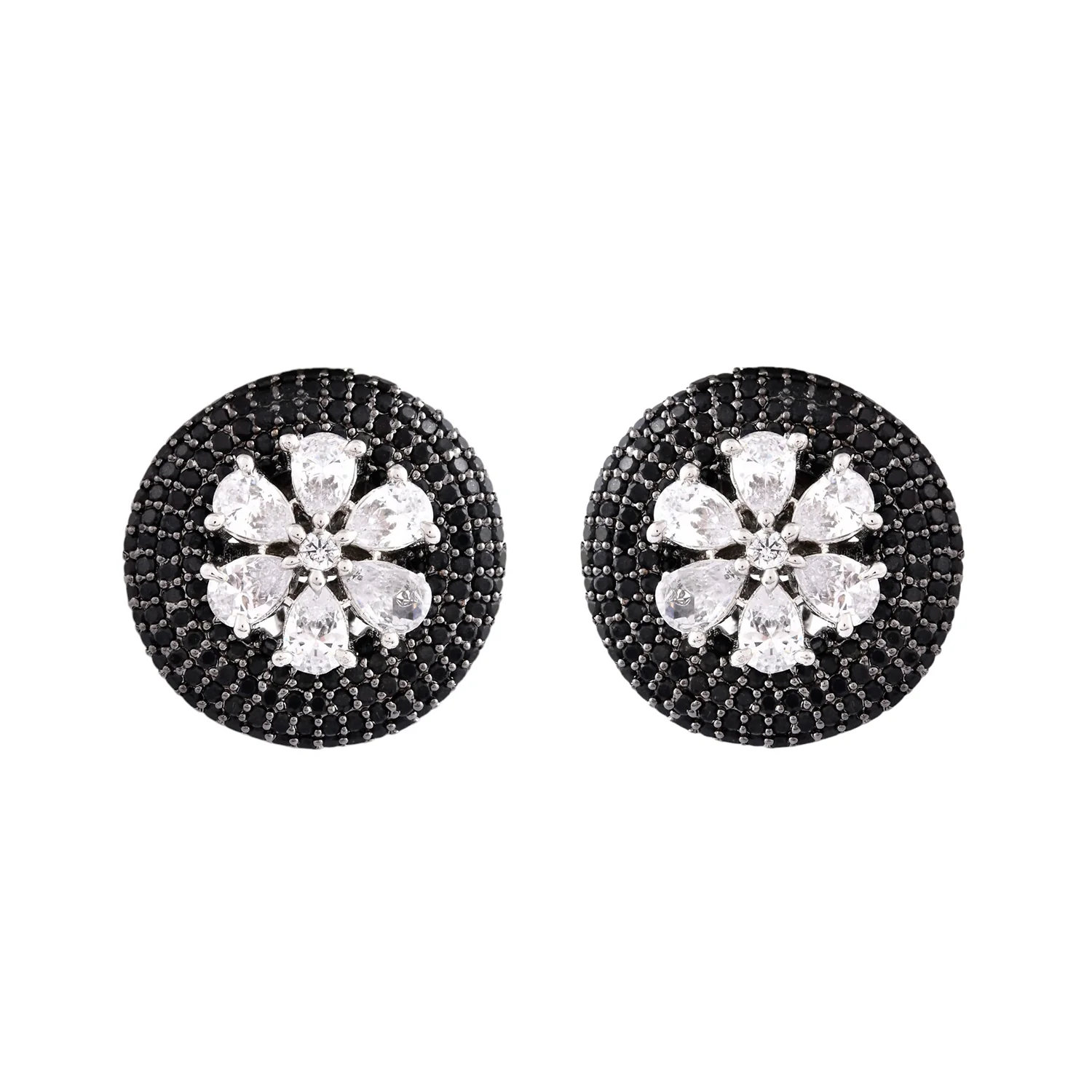Sparkling Elegance Floral Beauty American Diamond Stud Earrings - Image 4