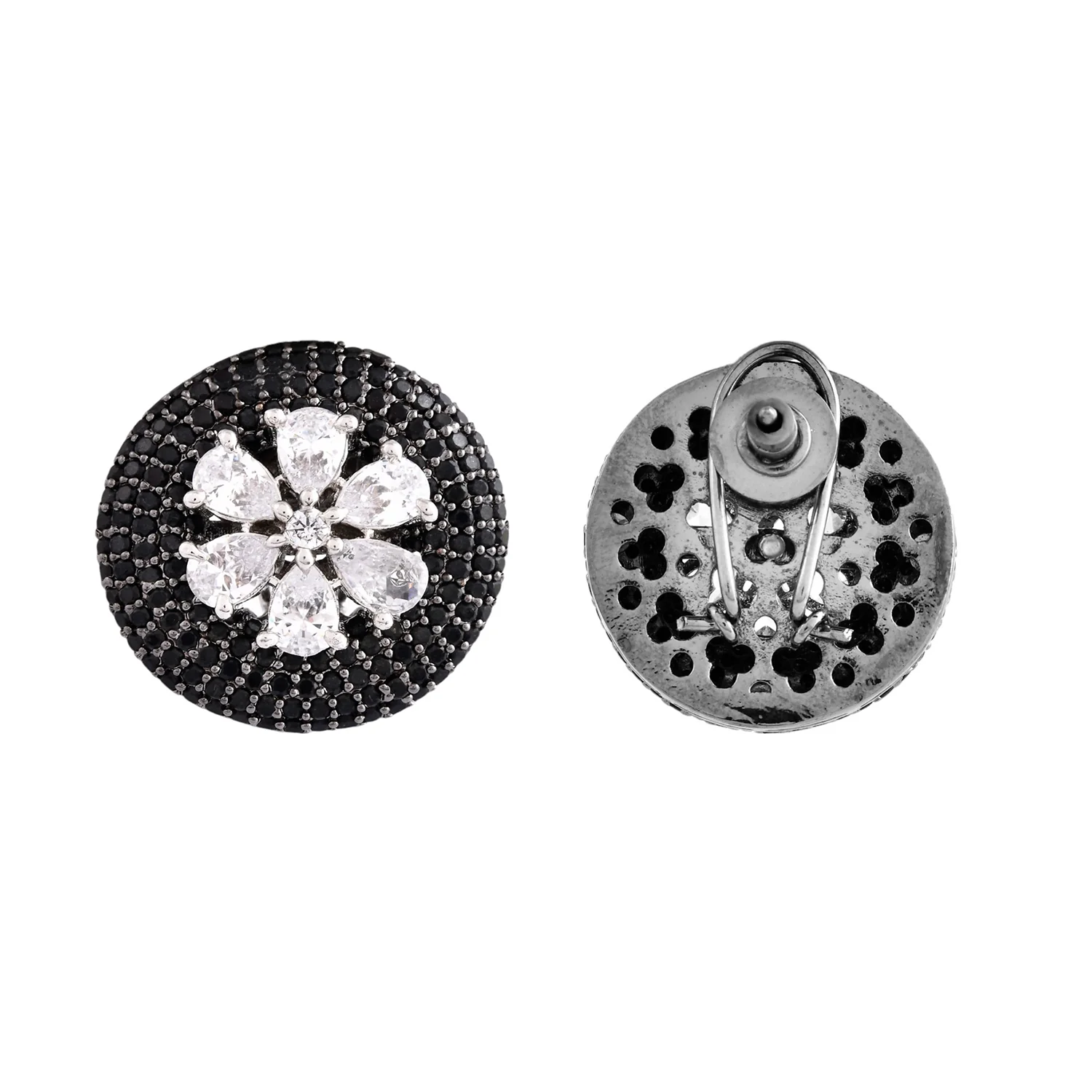 Sparkling Elegance Floral Beauty American Diamond Stud Earrings - Image 5