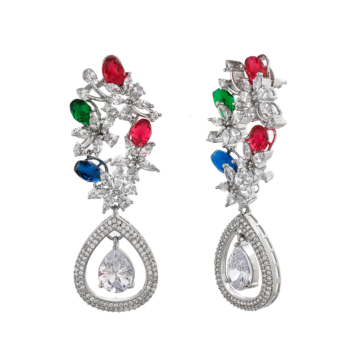 Sparkling Elegance Floral Butterfly Shaped Earrings - Image 4