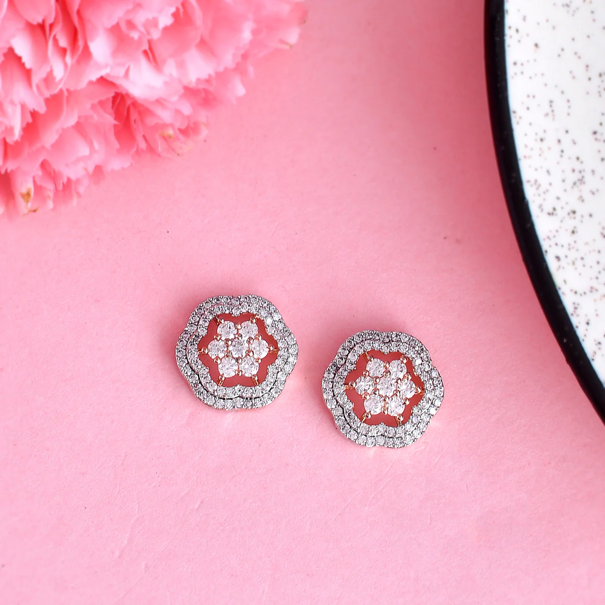 Sparkling Elegance Floral CZ Stud Earrings