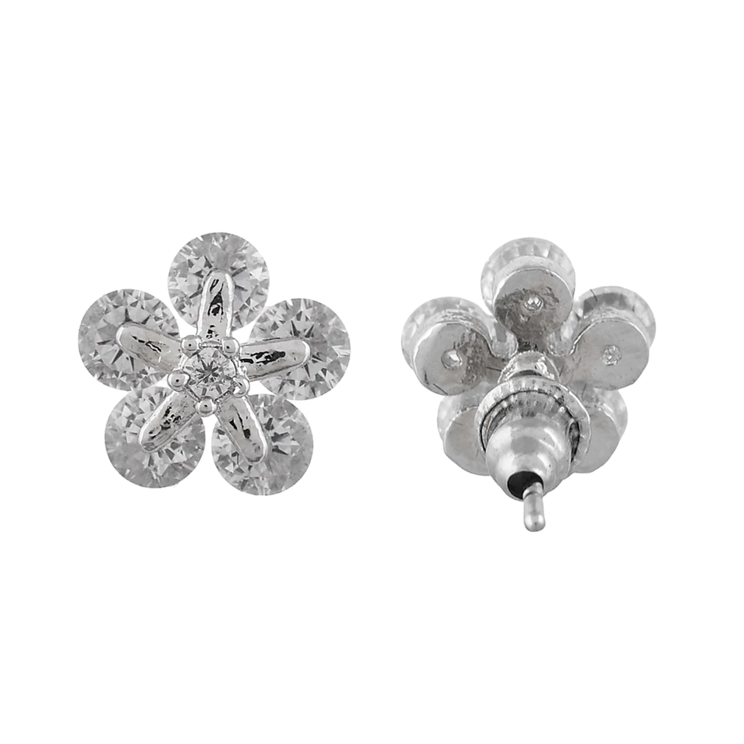Sparkling Elegance Floral Cz Stud Earrings - Image 5