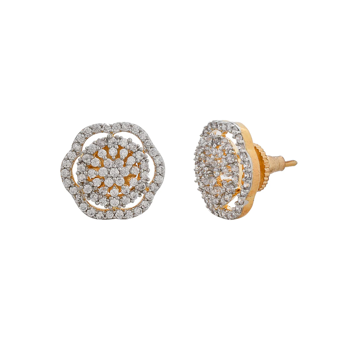 Sparkling Elegance Floral Cz Studded Earrings | Voylla - Image 4