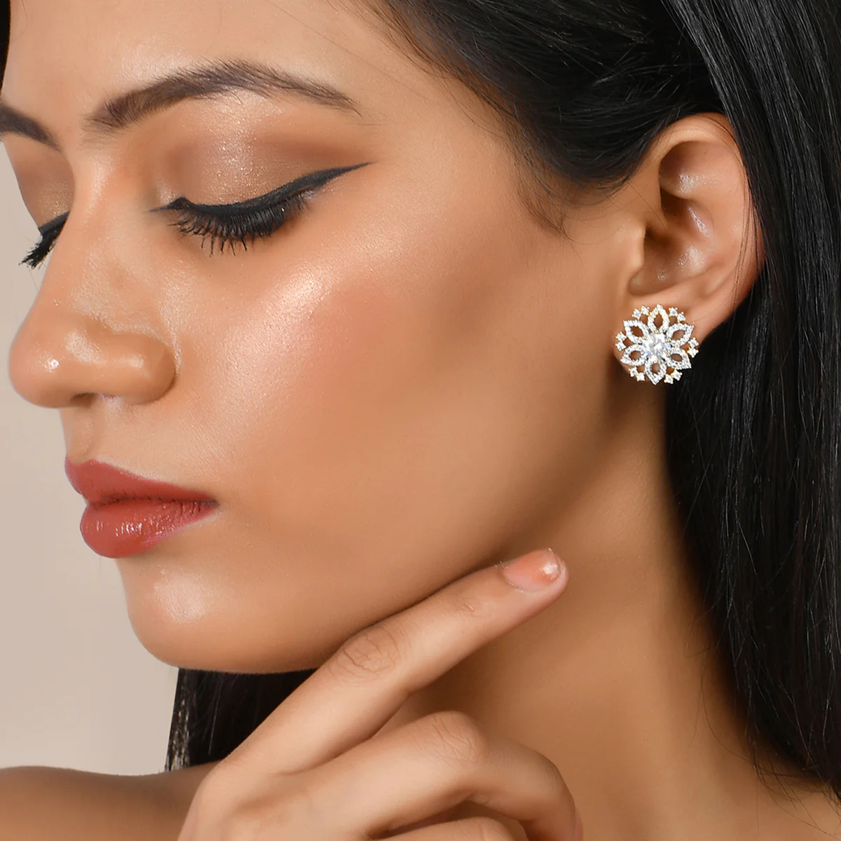 Floral CZ Studded Earrings for Every Occasion | Voylla - Image 2