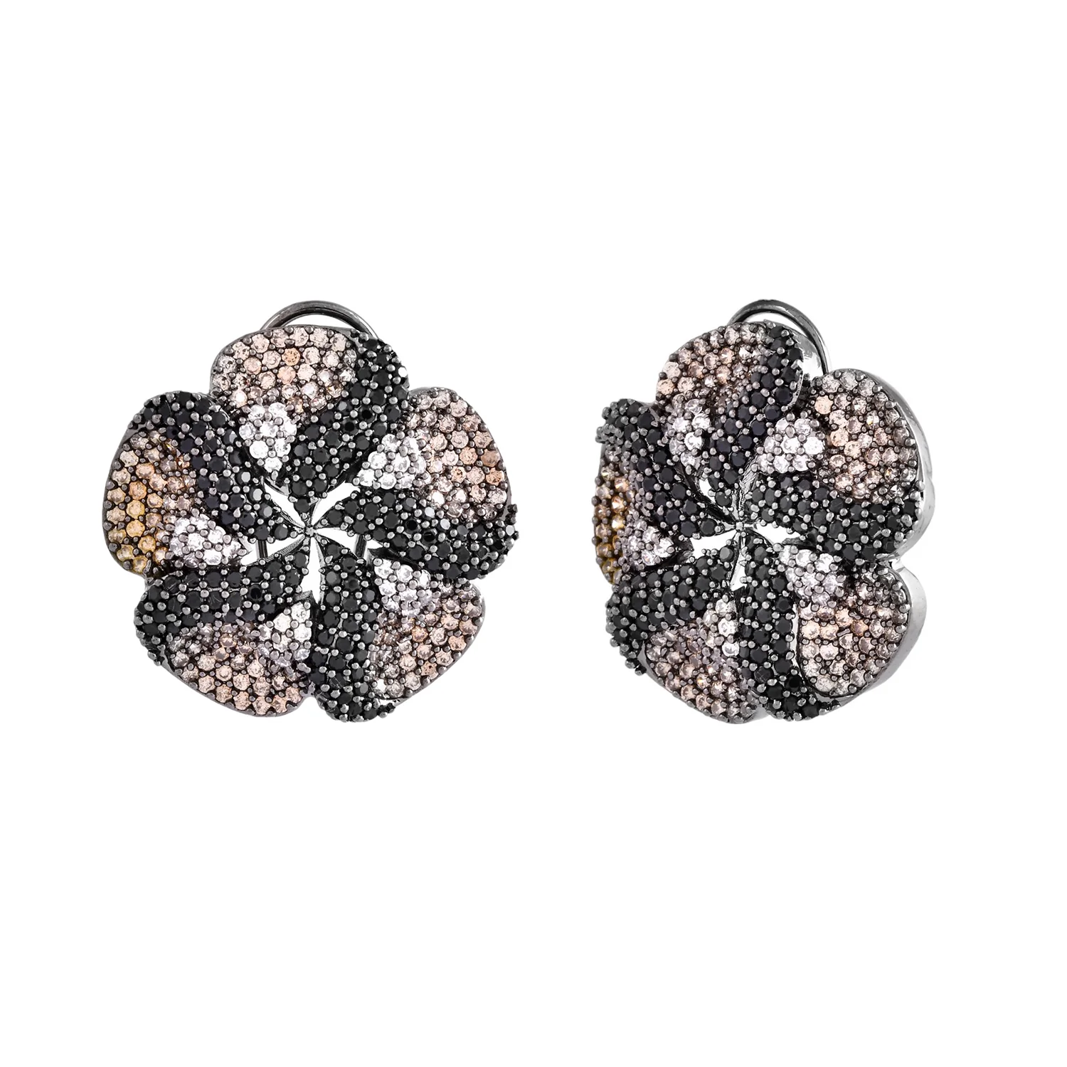 Sparkling Elegance Floral Finesse American Diamond Stud Earrings - Image 3