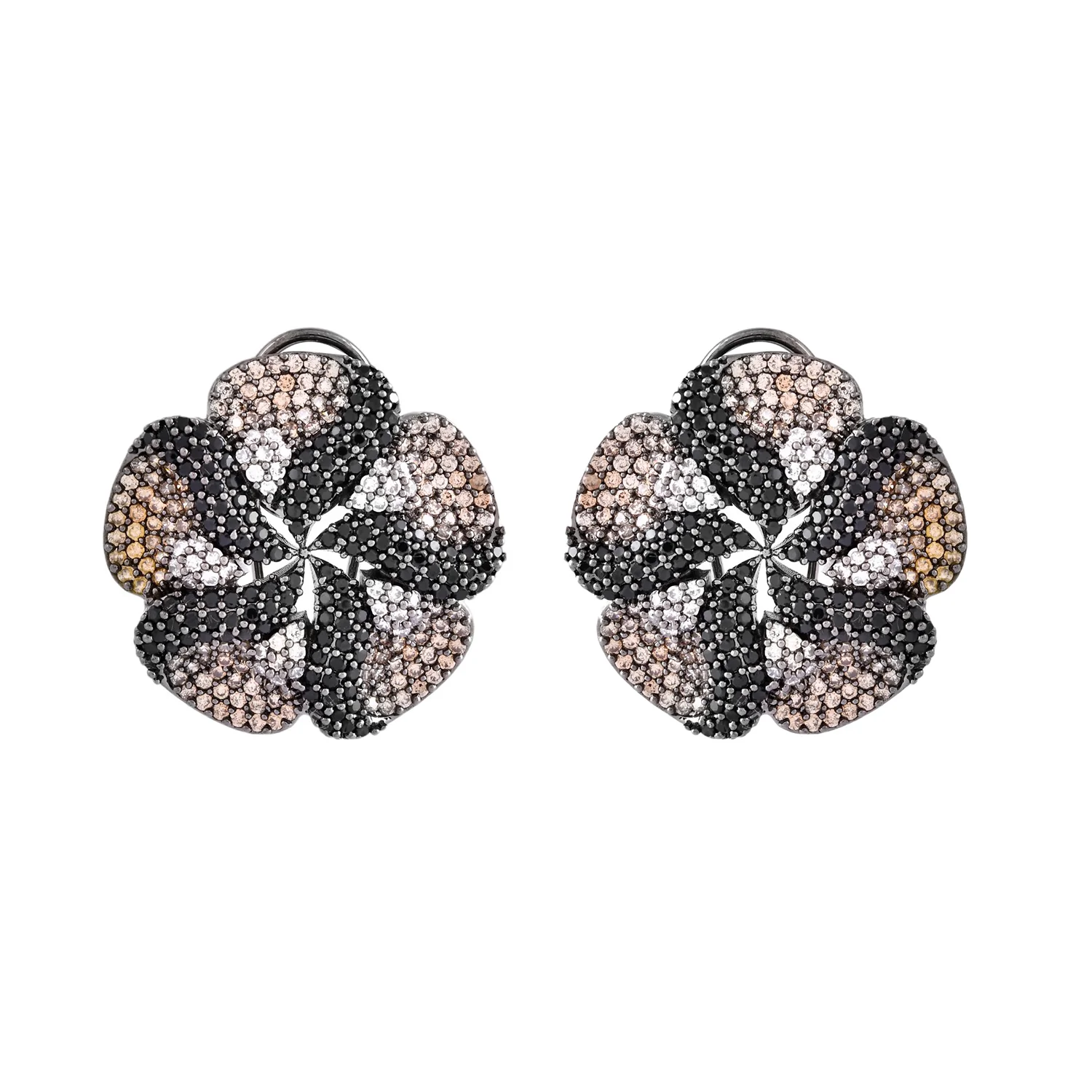 Sparkling Elegance Floral Finesse American Diamond Stud Earrings - Image 4