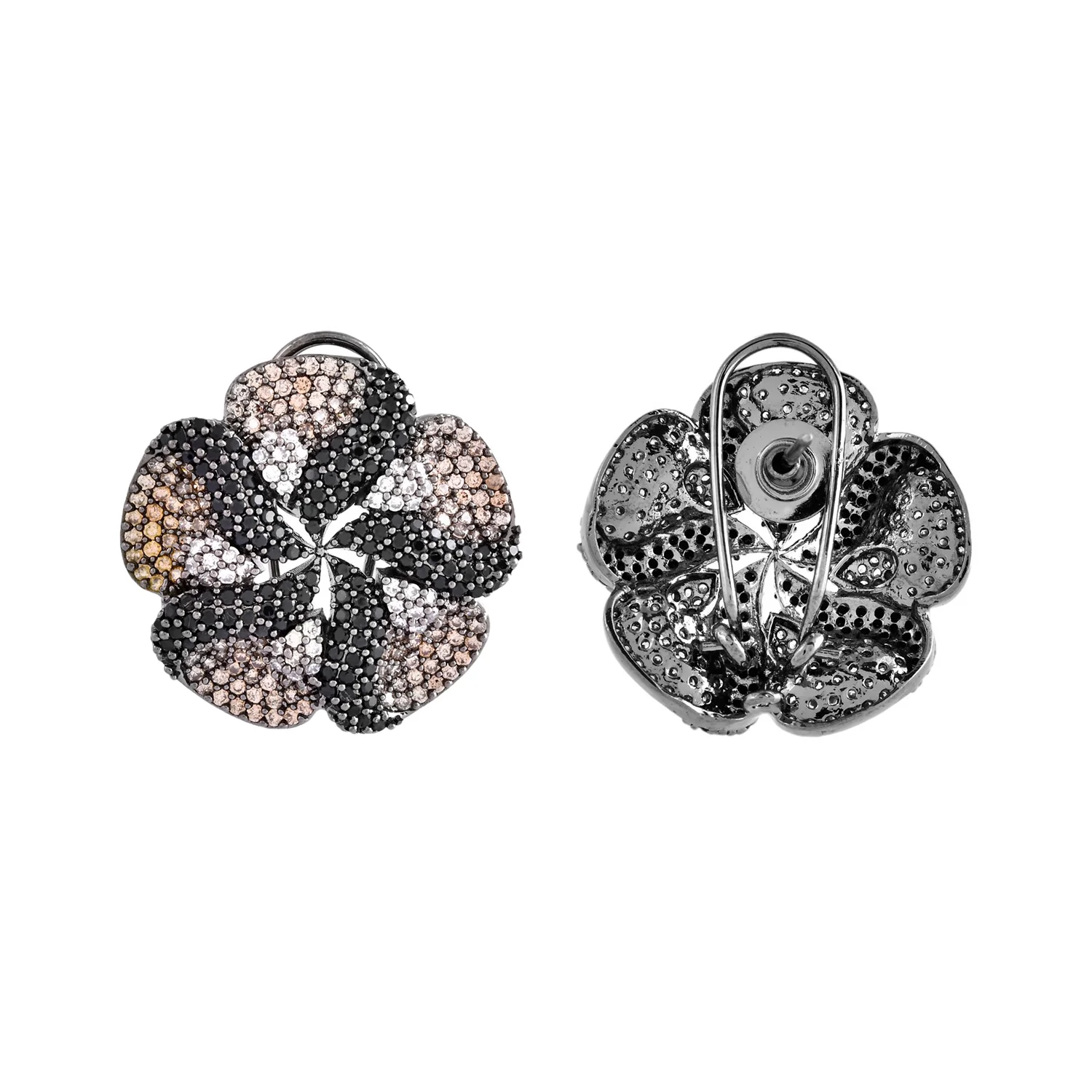 Sparkling Elegance Floral Finesse American Diamond Stud Earrings - Image 5