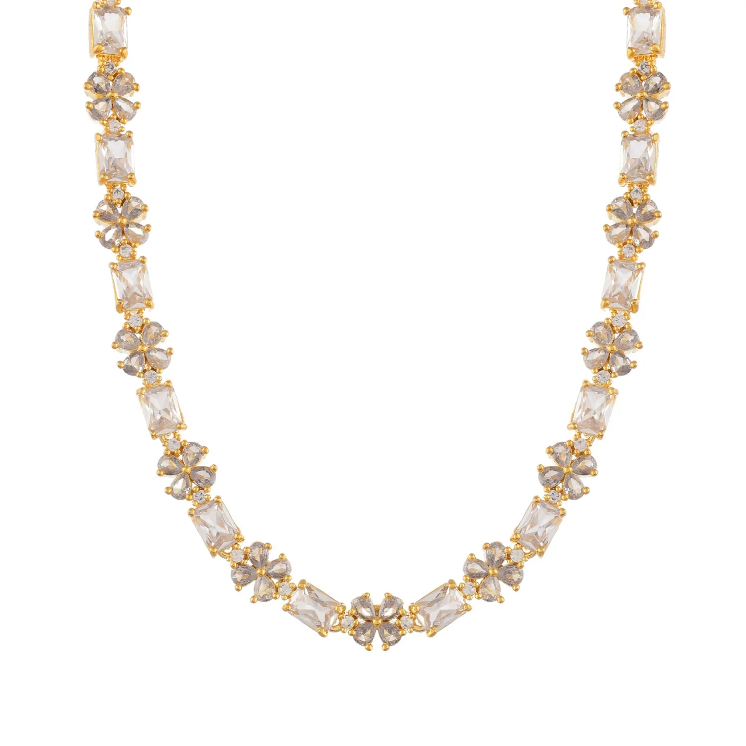 Sparkling Elegance Floral Gold-Plated Necklace Set - Image 5