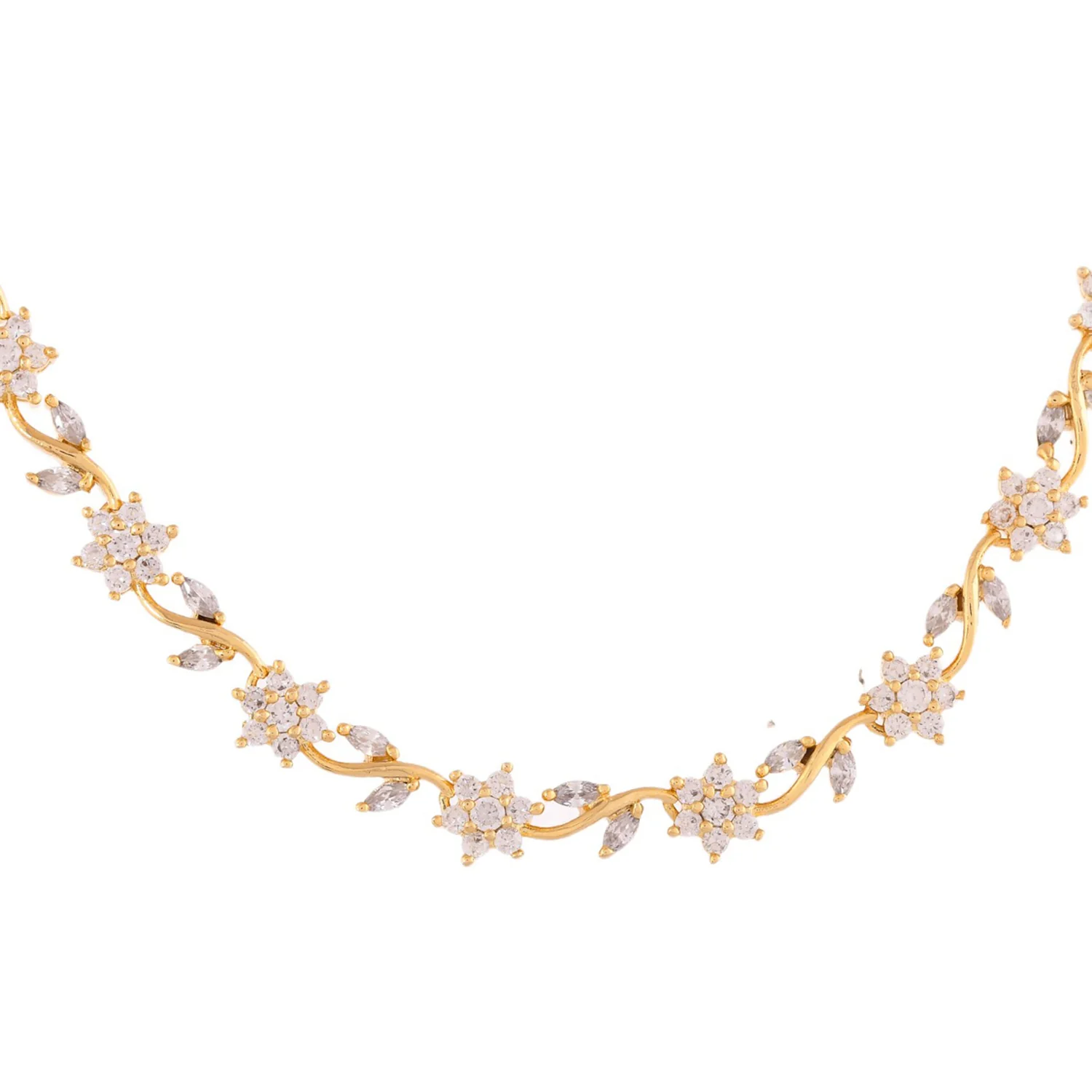 Sparkling Elegance Floral Grace American Diamond Necklace Set - Image 6
