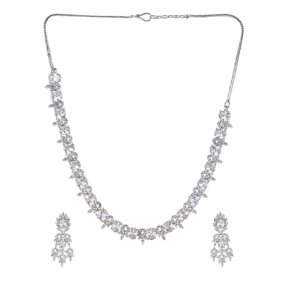 Sparkling Elegance Floral Motifs Jewellery Set - Image 3