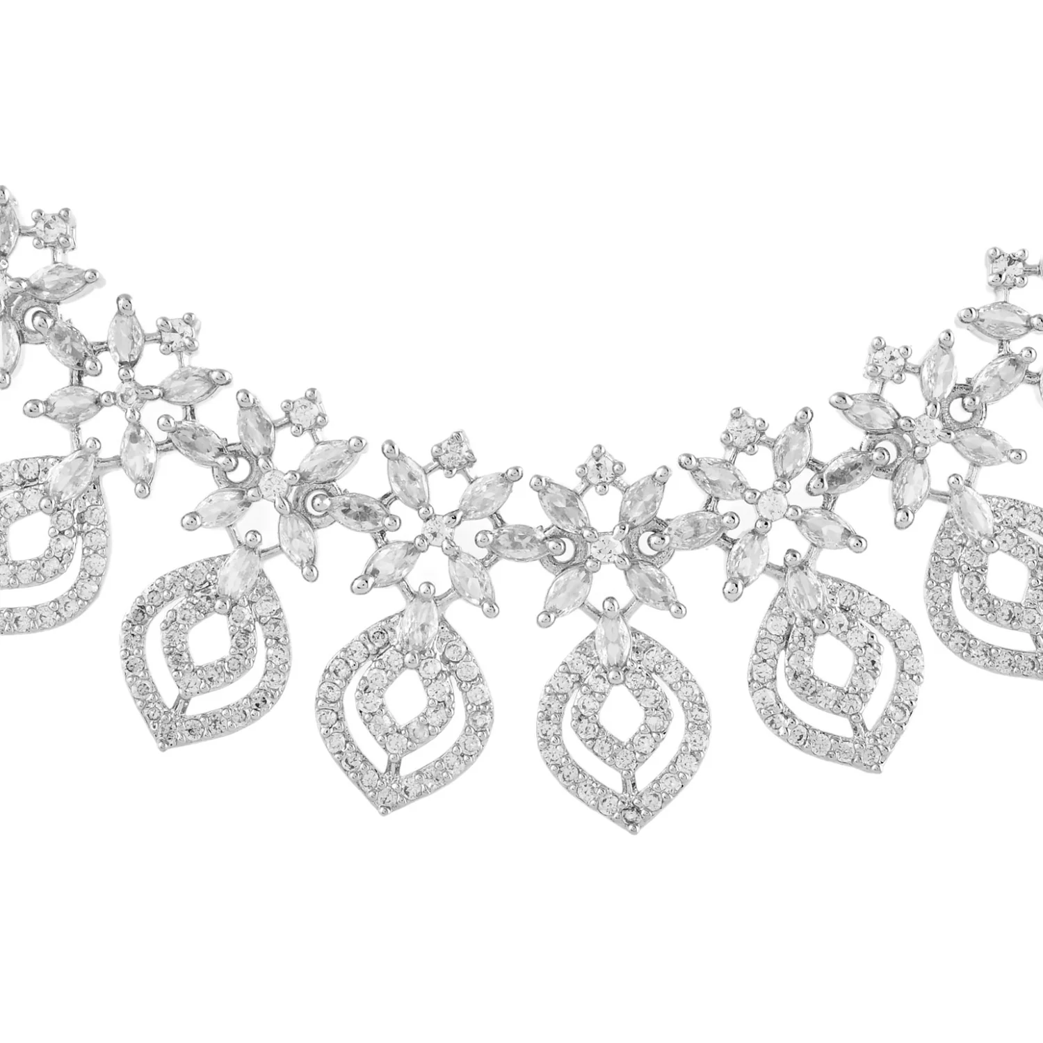 Sparkling Elegance Floral Whispers American Diamond Necklace Set - Image 5
