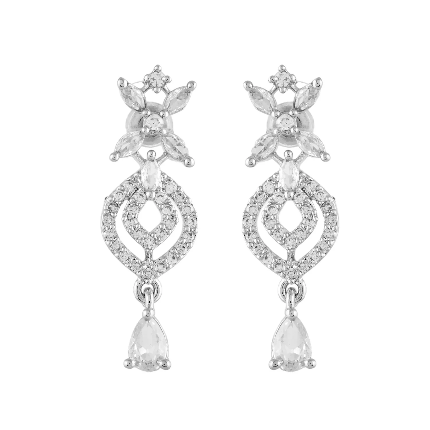 Sparkling Elegance Floral Whispers American Diamond Necklace Set - Image 6