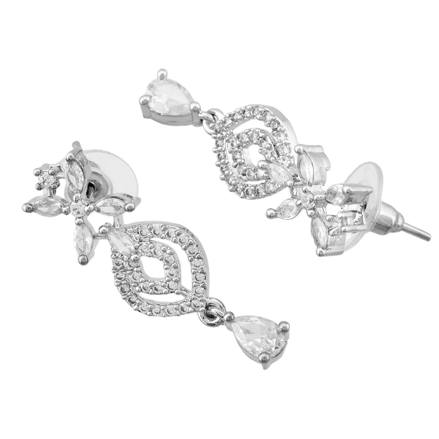 Sparkling Elegance Floral Whispers American Diamond Necklace Set - Image 7
