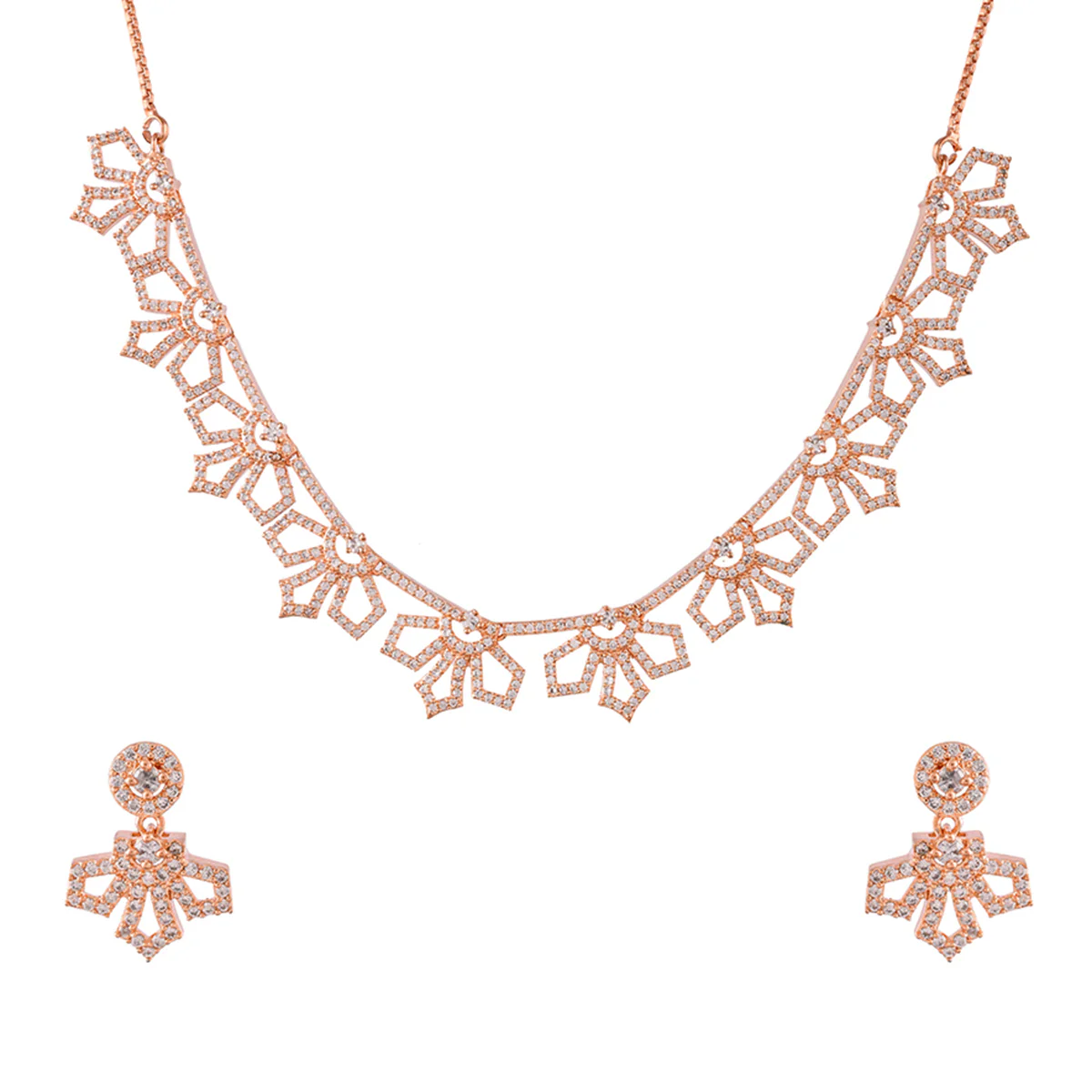 Sparkling Elegance Floral Zirconia Jewellery Set - Image 3