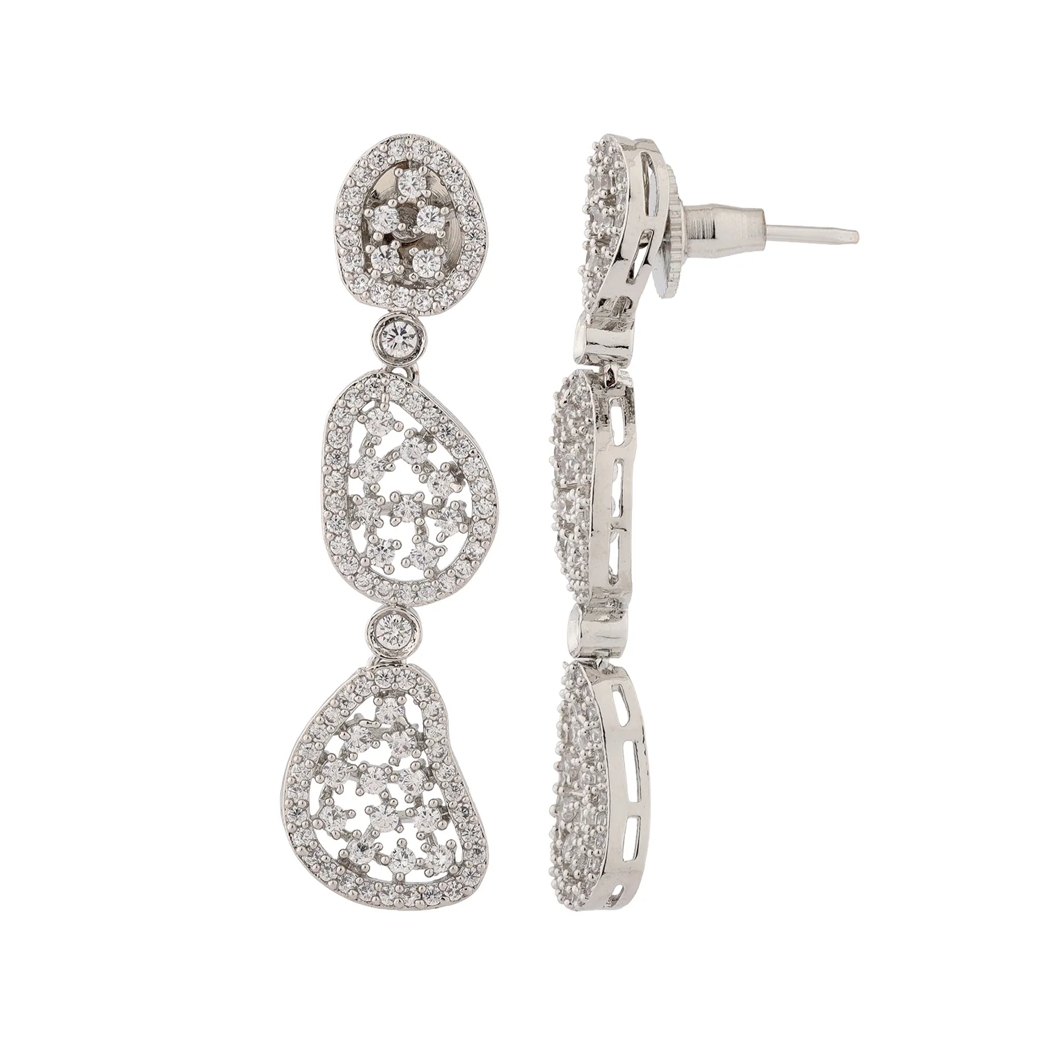 Sparkling Elegance Frost Cascade American Diamond Dangler - Image 3