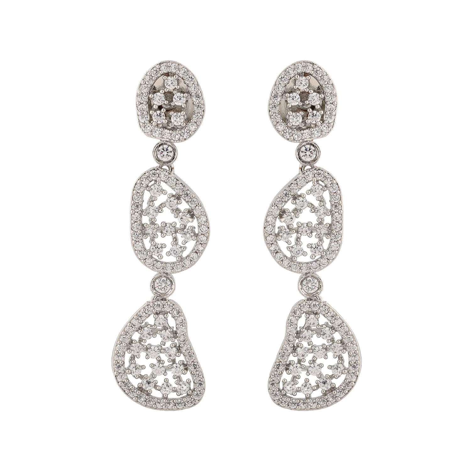 Sparkling Elegance Frost Cascade American Diamond Dangler - Image 4