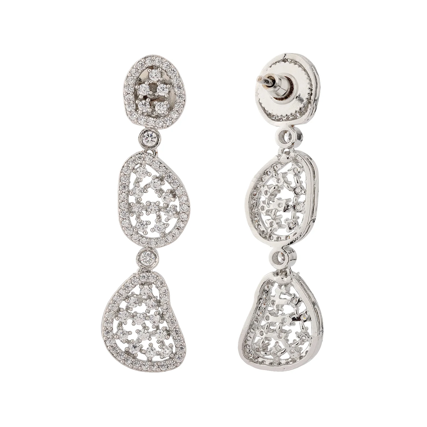 Sparkling Elegance Frost Cascade American Diamond Dangler - Image 5
