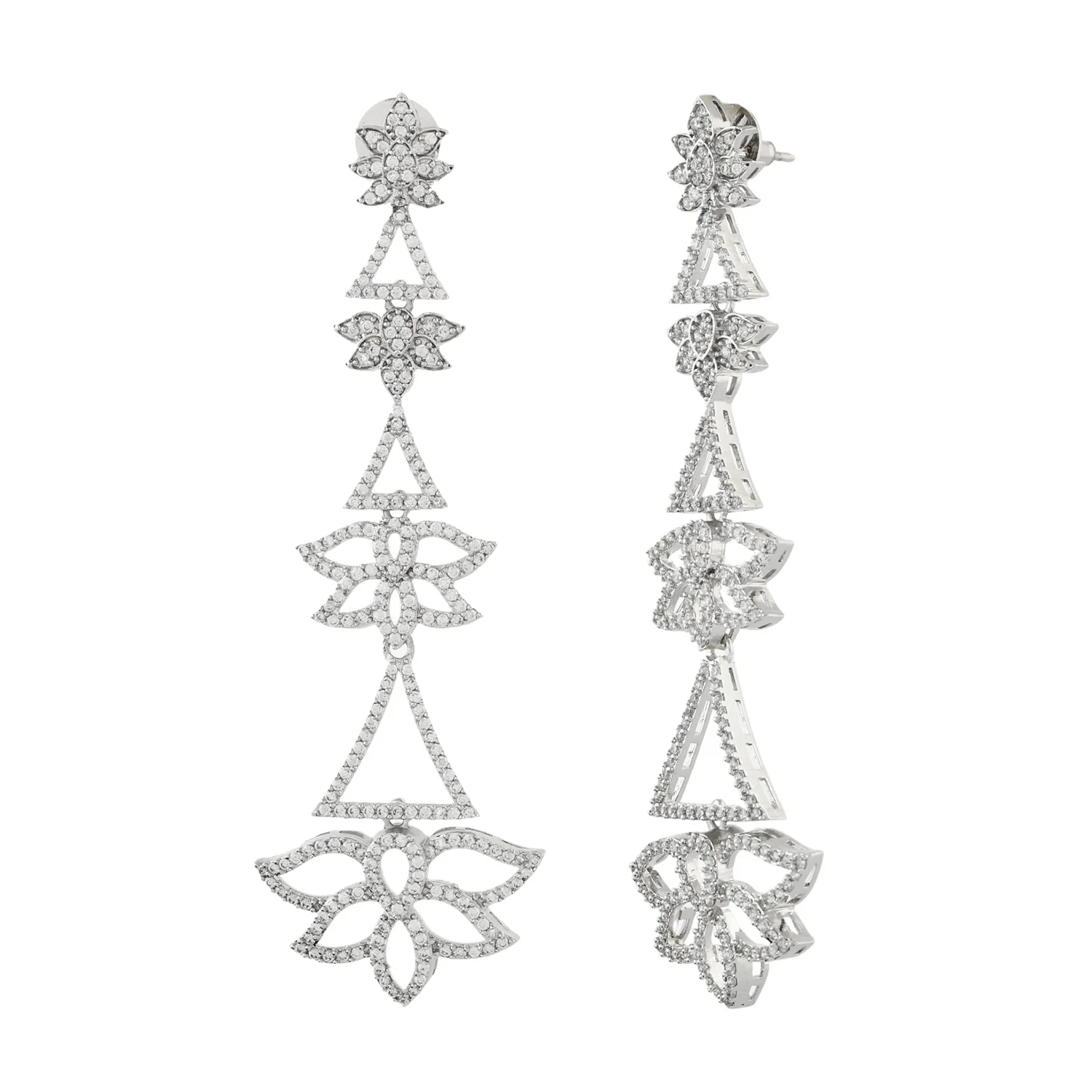 Sparkling Elegance Glamorous Gleam American Diamond Dangler Earrings - Image 3