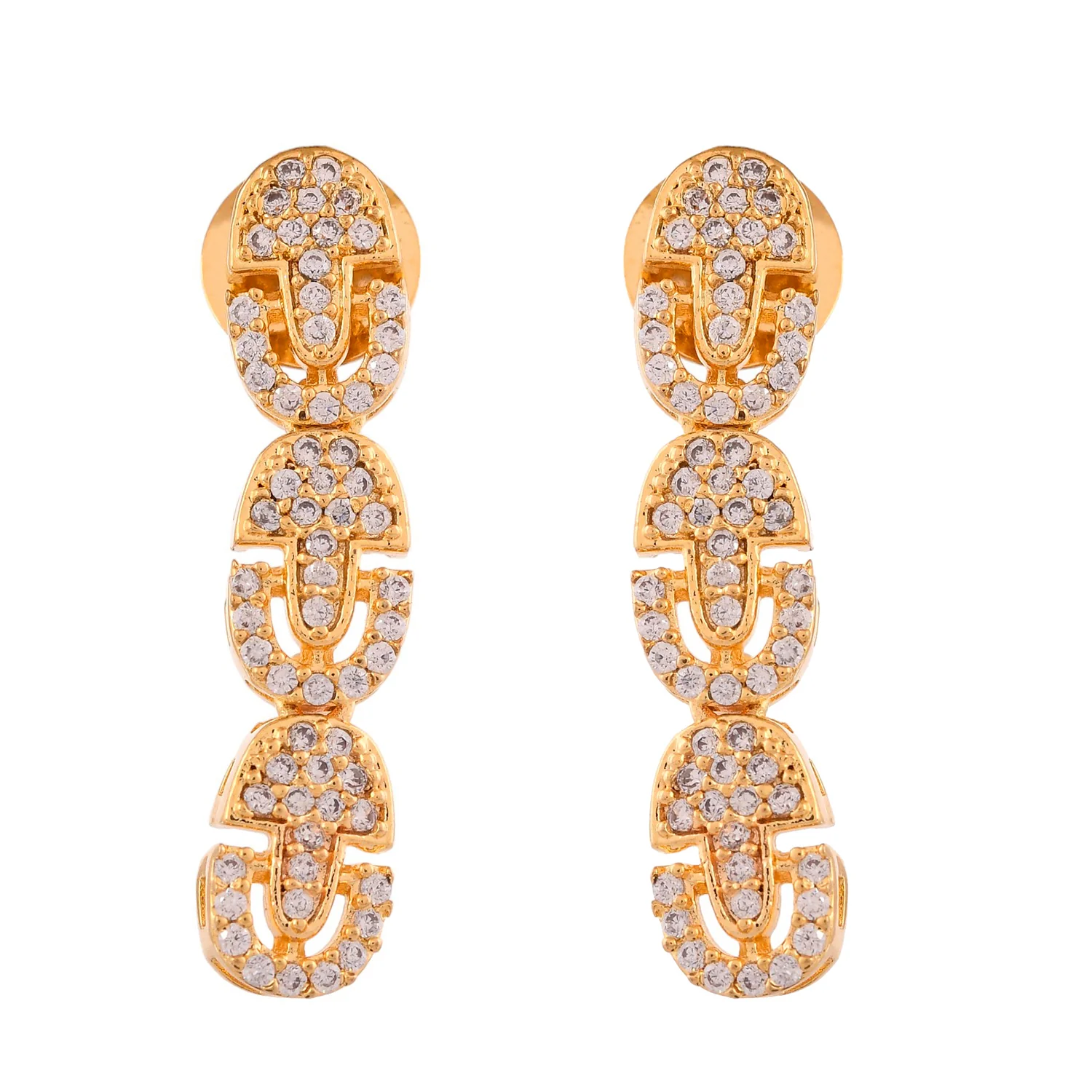 Sparkling Elegance Glamorous Golden American Diamond Necklace Set - Image 6