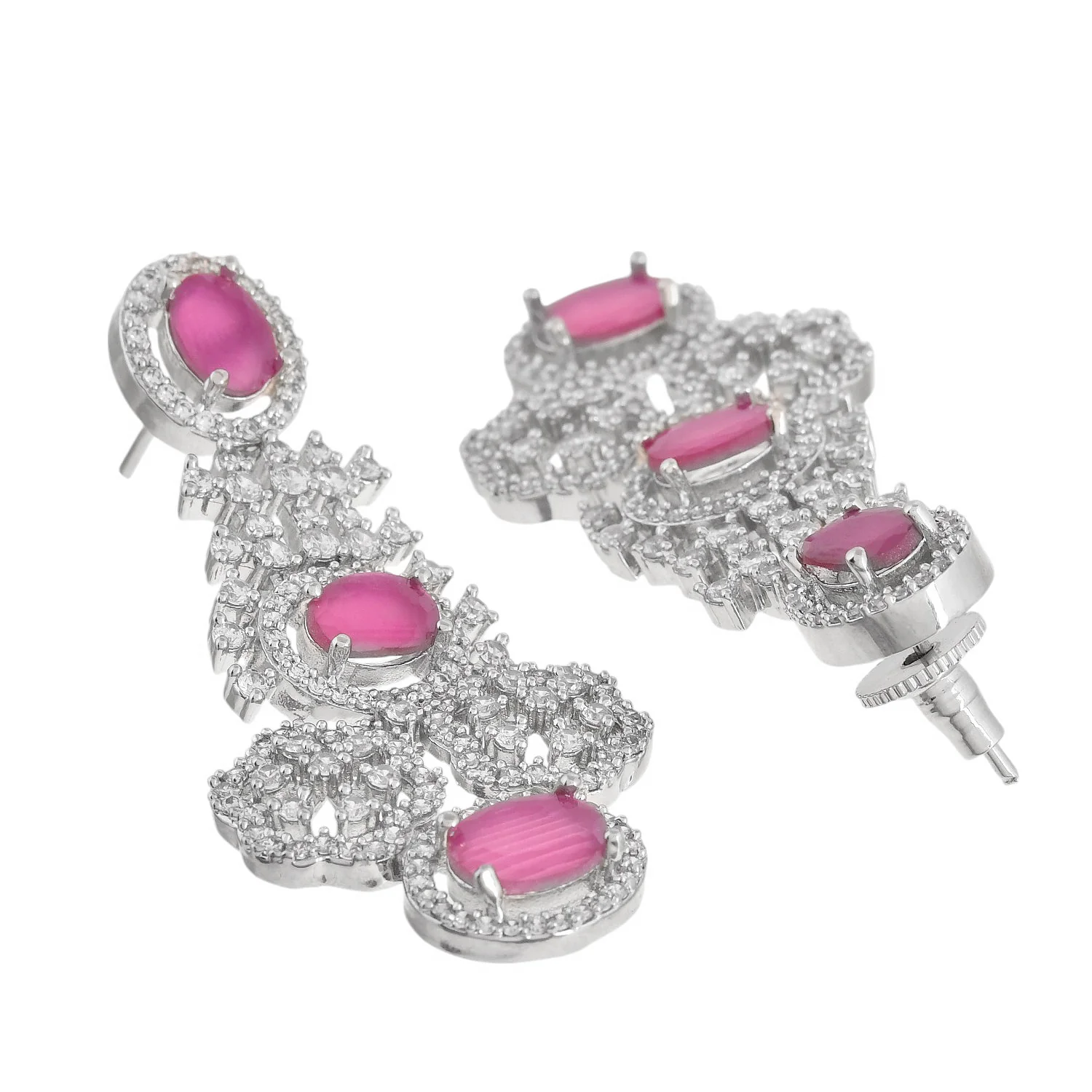 Sparkling Elegance Glamorous Layers American Diamond Necklace Set - Image 7