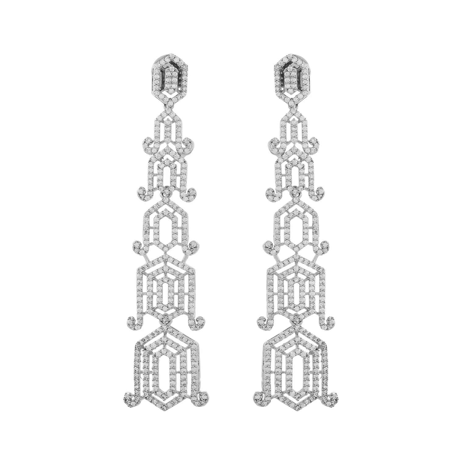 Sparkling Elegance: Glamorous Long American Diamond Danglers - Image 4