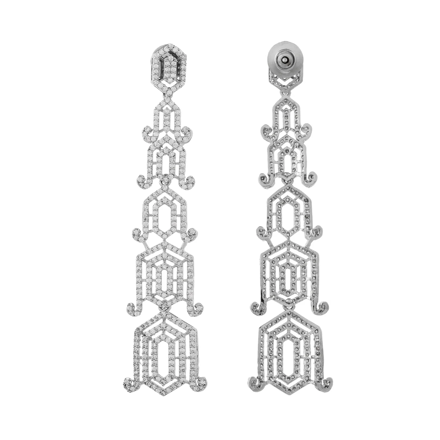 Sparkling Elegance: Glamorous Long American Diamond Danglers - Image 5