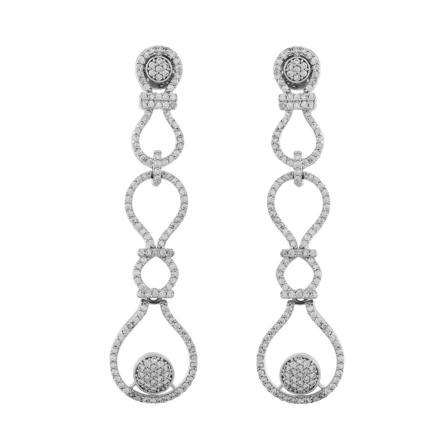 Sparkling Elegance Glamorous Loops American Diamond Long Dangler Earrings - Image 4