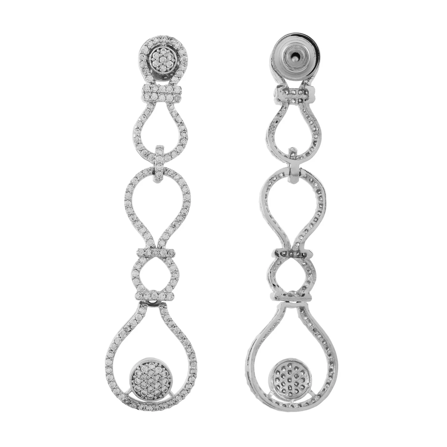 Sparkling Elegance Glamorous Loops American Diamond Long Dangler Earrings - Image 5