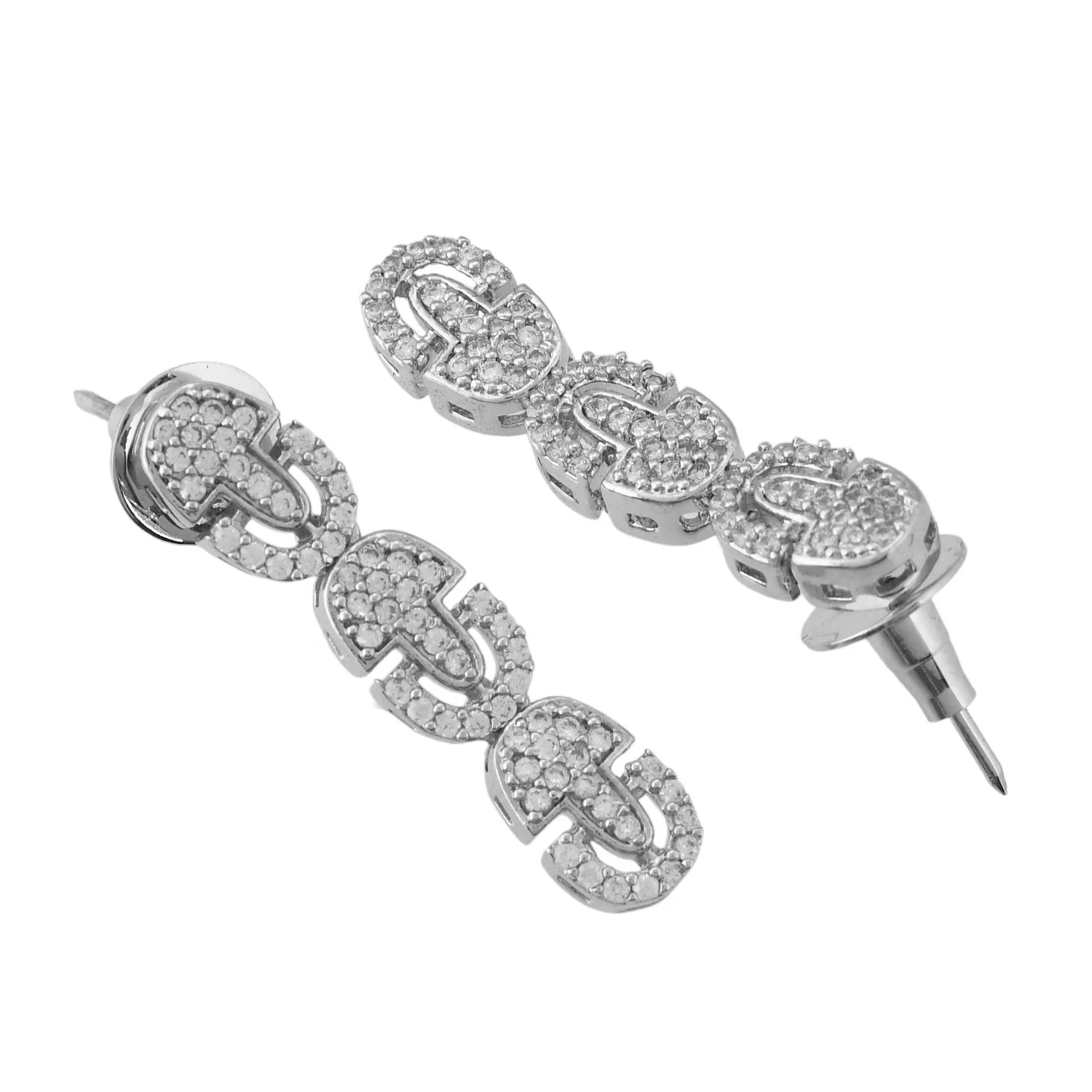 Sparkling Elegance Glamorous Silver American Diamond Necklace Set - Image 7
