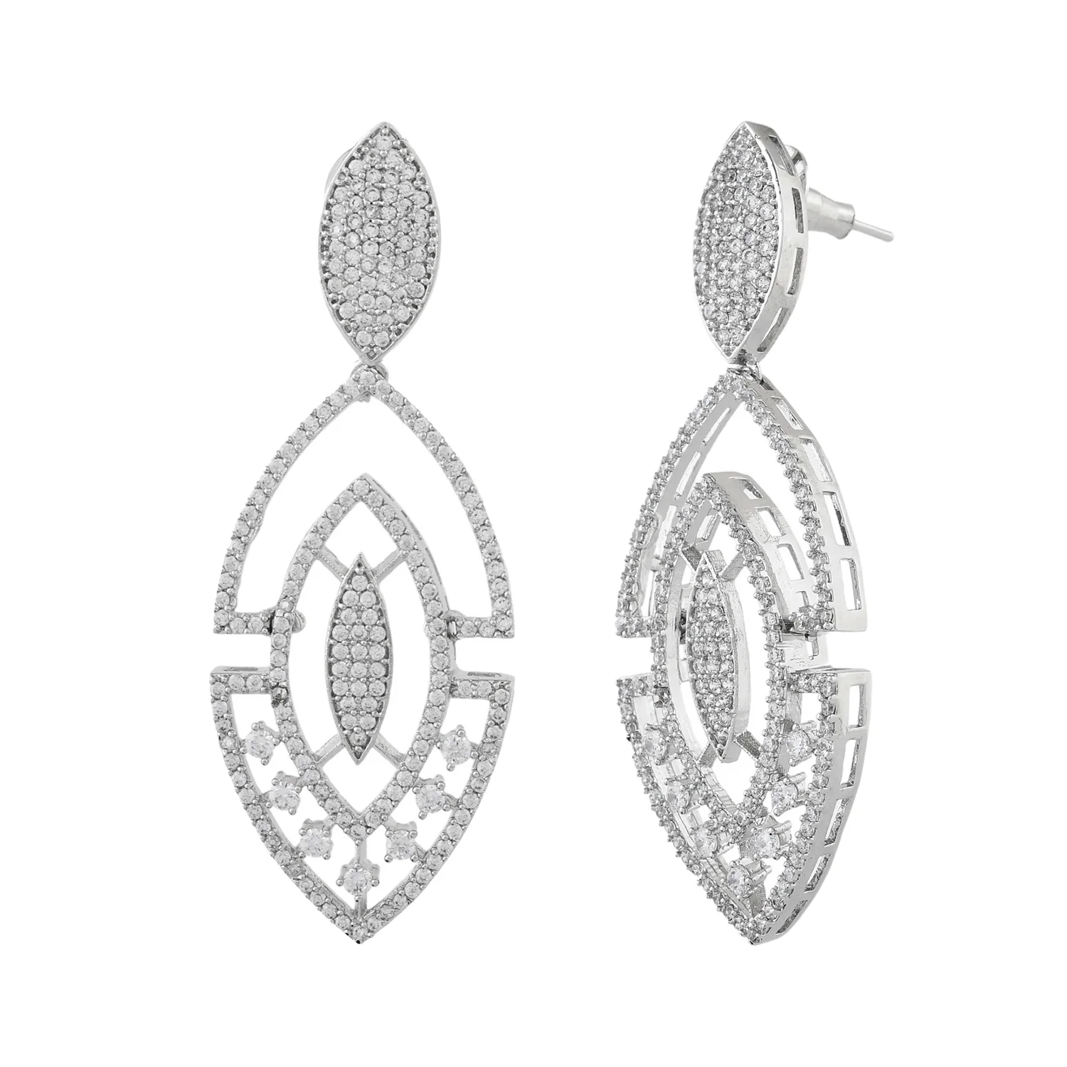 Sparkling Elegance Glistening Glam American Diamond Dangler Earrings - Image 3