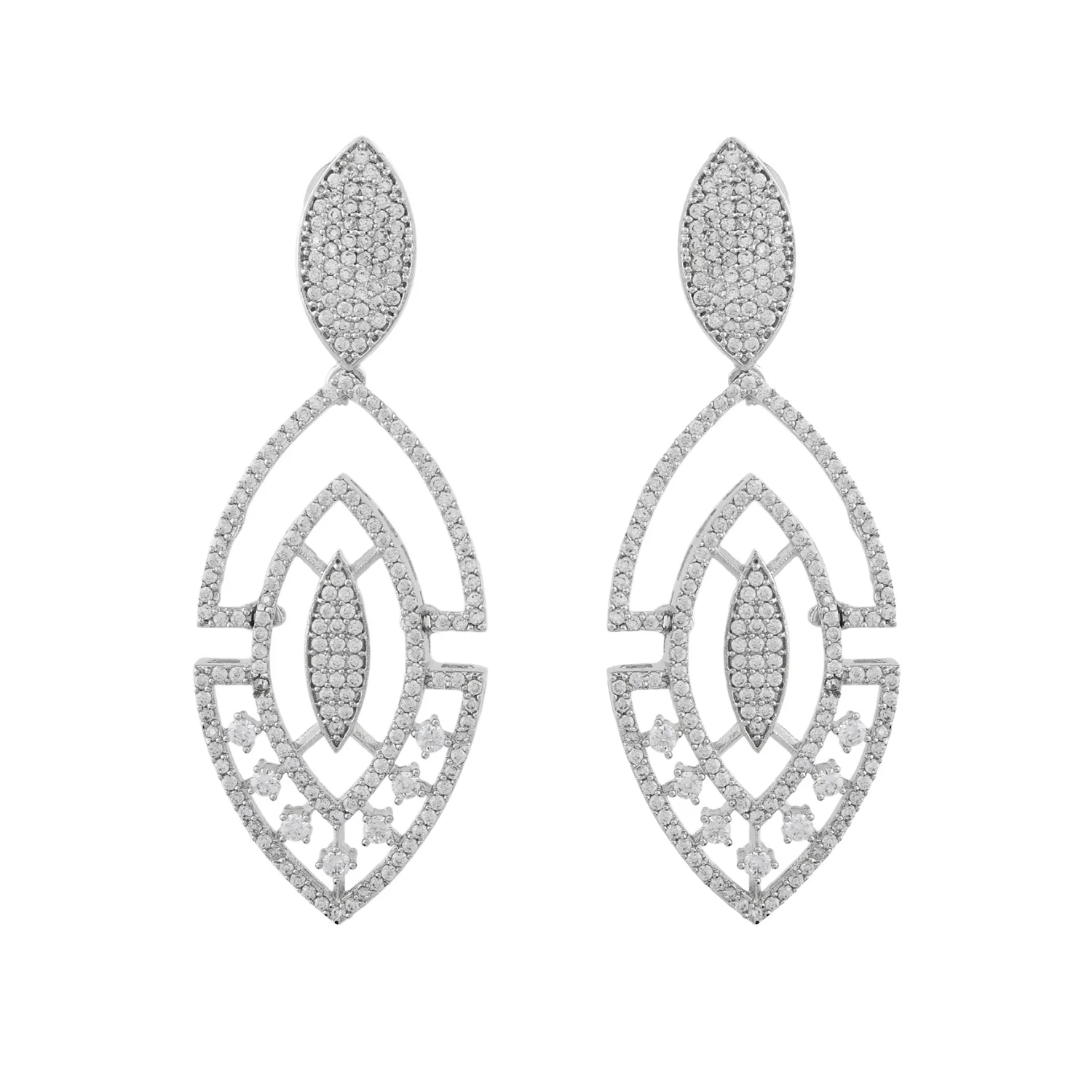 Sparkling Elegance Glistening Glam American Diamond Dangler Earrings - Image 4