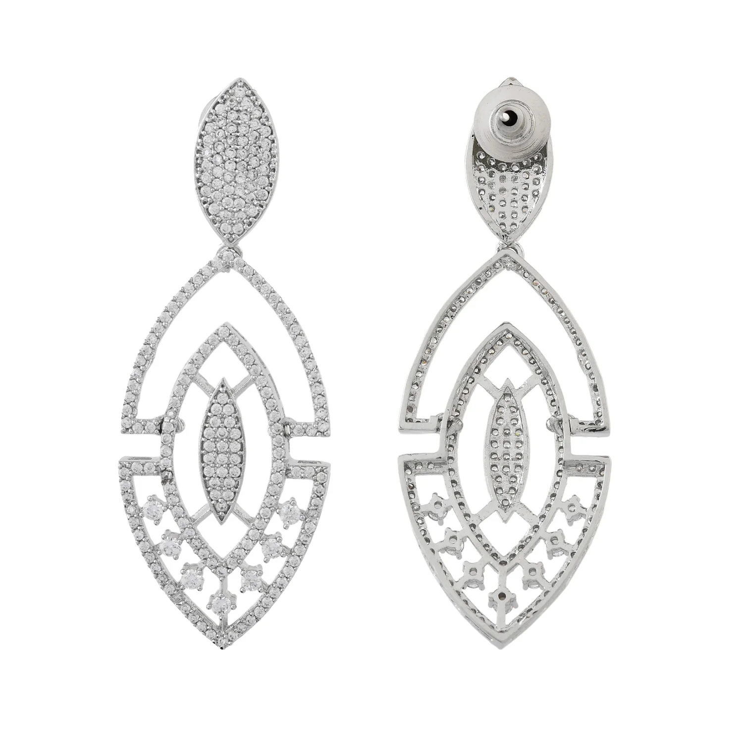 Sparkling Elegance Glistening Glam American Diamond Dangler Earrings - Image 5