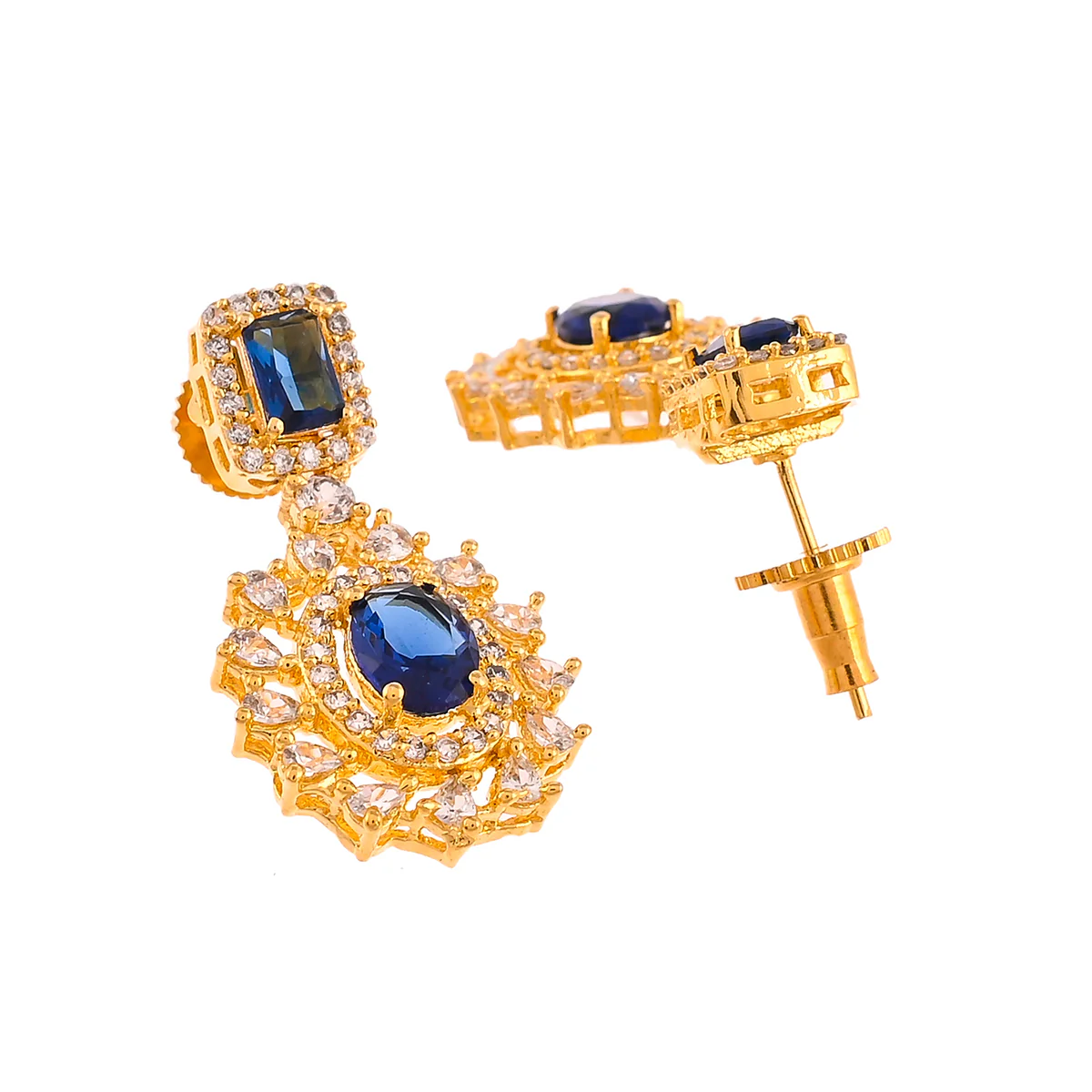 Sparkling Elegance Gold Plated Cluster Setting Zirconia Adorned Brass Jewellery Set - Image 5