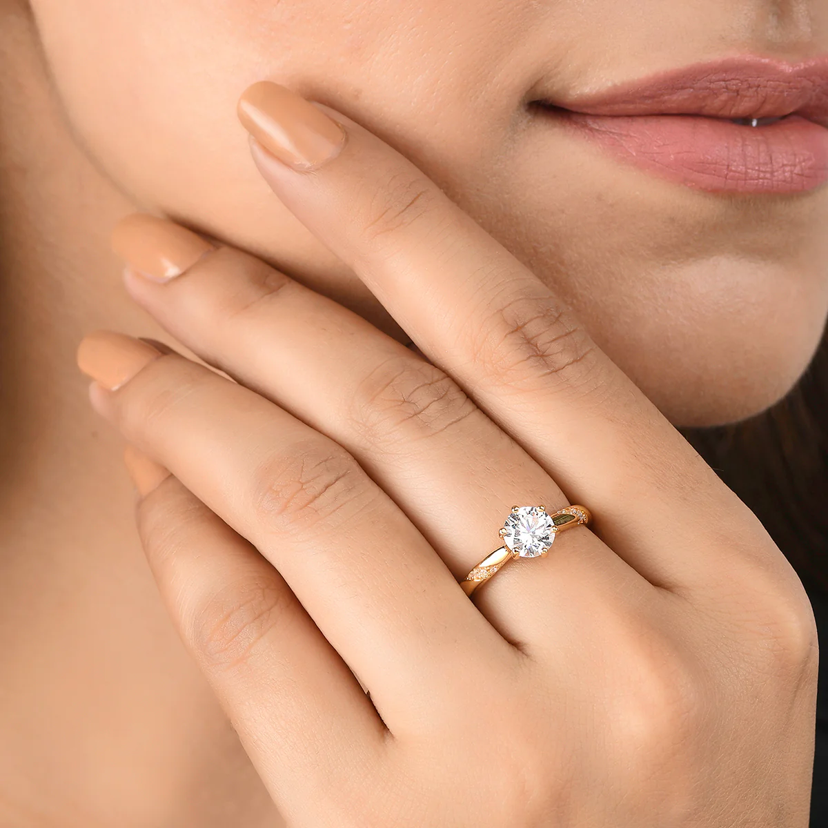 Sparkling Elegance Gold Plated Cluster Setting Zircons Adorned Ring - Image 2