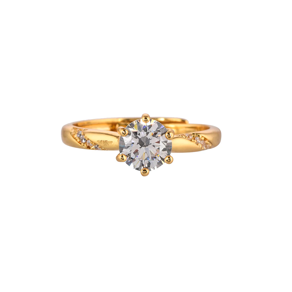 Sparkling Elegance Gold Plated Cluster Setting Zircons Adorned Ring - Image 3