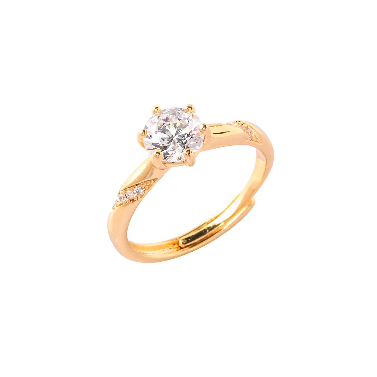 Sparkling Elegance Gold Plated Cluster Setting Zircons Adorned Ring - Image 4