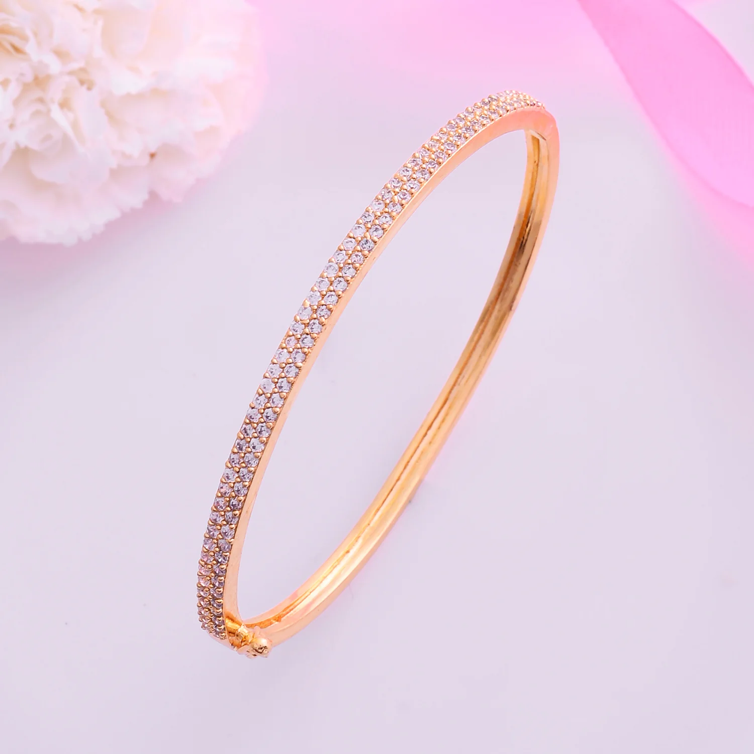 Sparkling Elegance Gold Plated Cz Cuff Bracelet