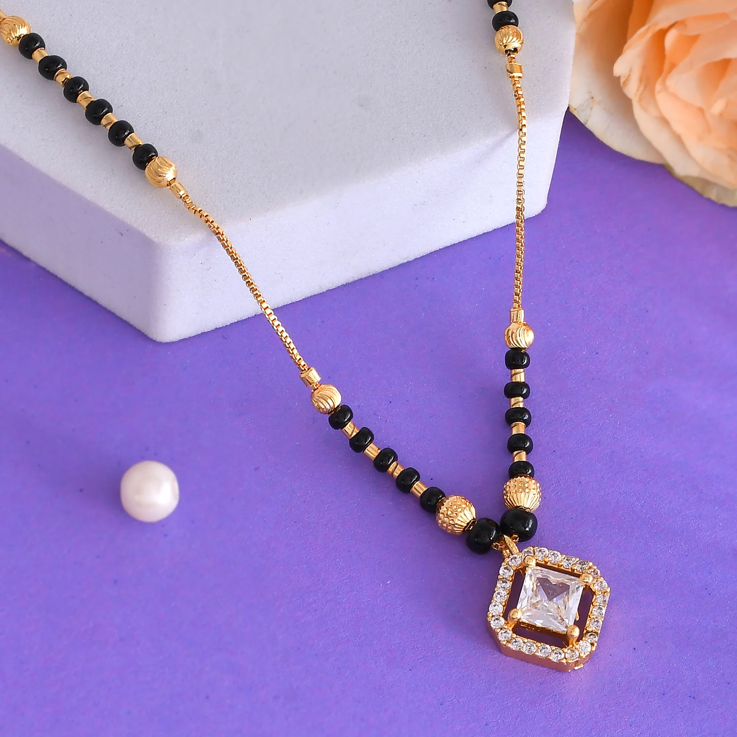 Sparkling Elegance Gold Plated Cz Mangalsutra