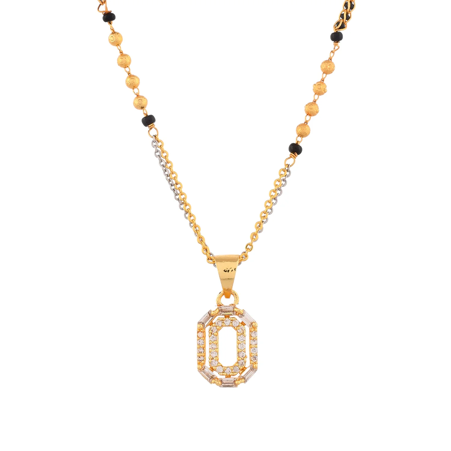 Sparkling Elegance Gold Plated Square Cut Cz Mangalsutra - Image 3