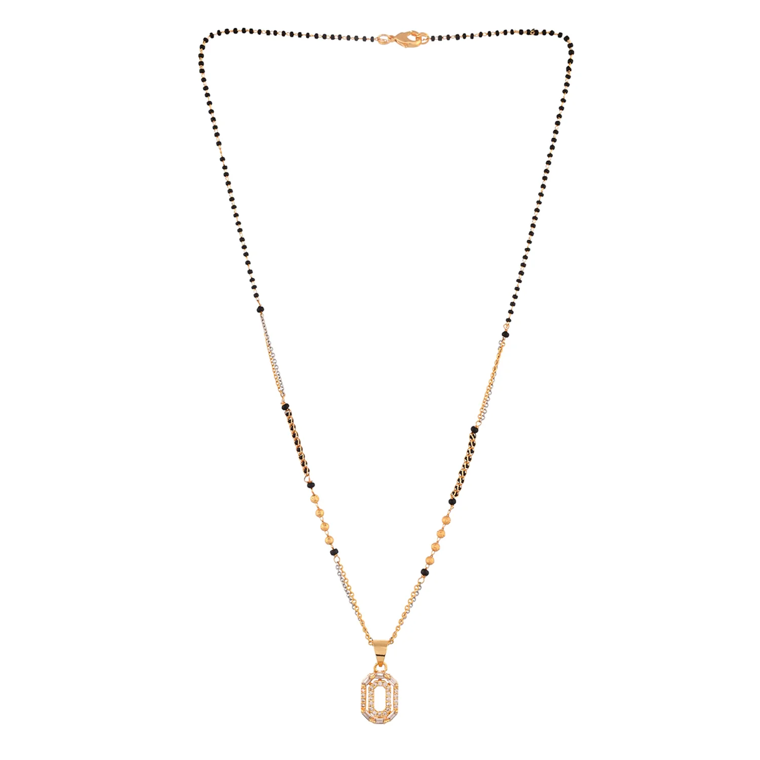 Sparkling Elegance Gold Plated Square Cut Cz Mangalsutra - Image 4