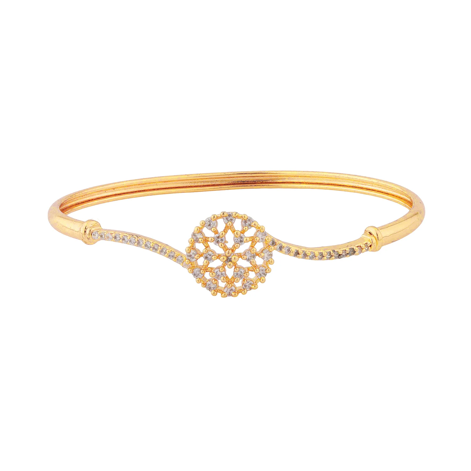 Sparkling Elegance Golden Bloom American Diamond Cz Bracelet - Image 5