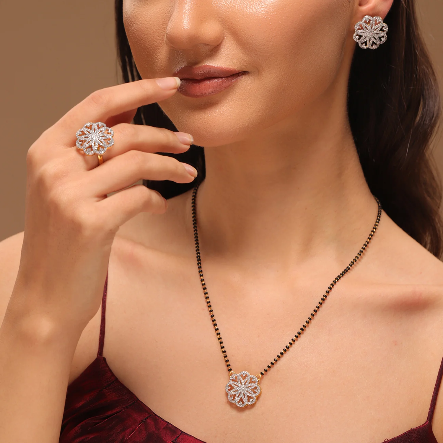 Sparkling Elegance Golden Bloom Mangalsutra Gift Set - Image 2