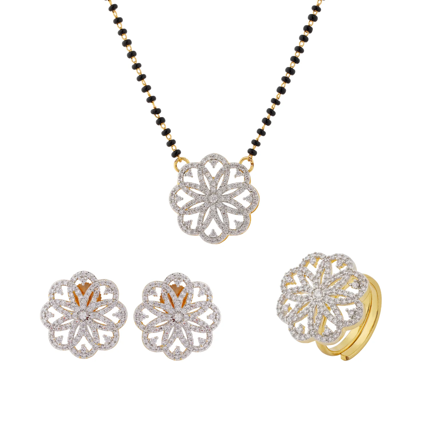 Sparkling Elegance Golden Bloom Mangalsutra Gift Set - Image 3