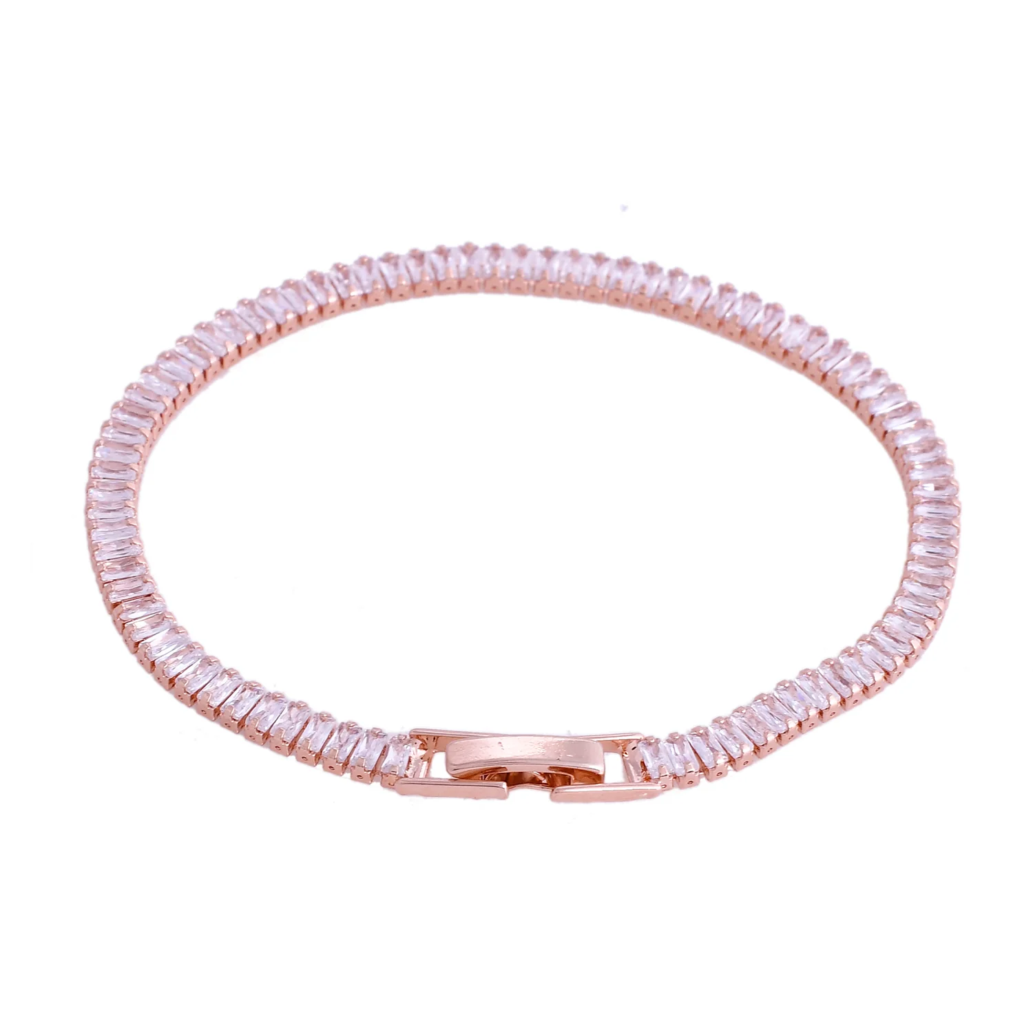 Sparkling Elegance Golden Crystal American Diamond Tennis Bracelet - Image 5