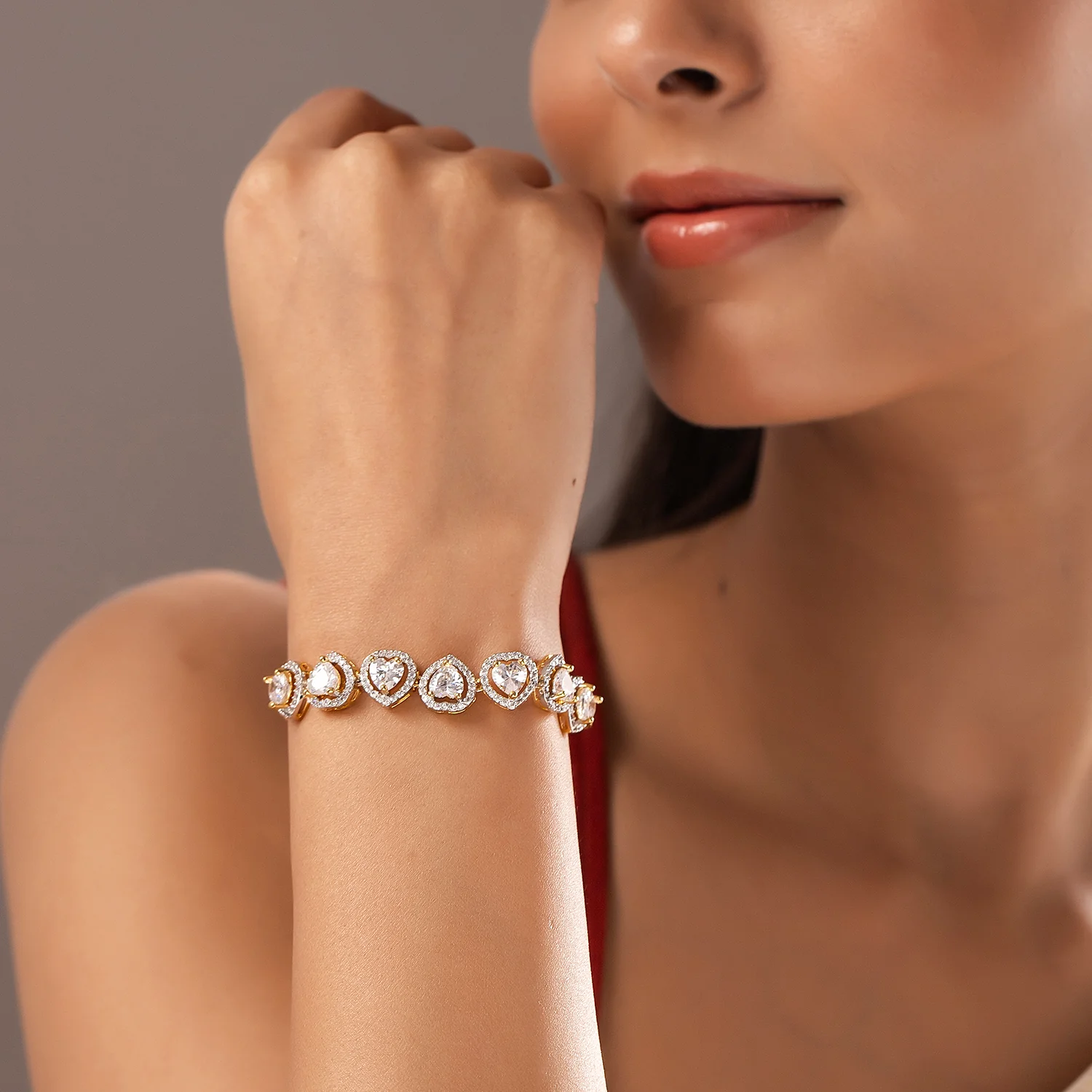 Sparkling Elegance Golden Glimmer Tennis Bracelet - Image 2