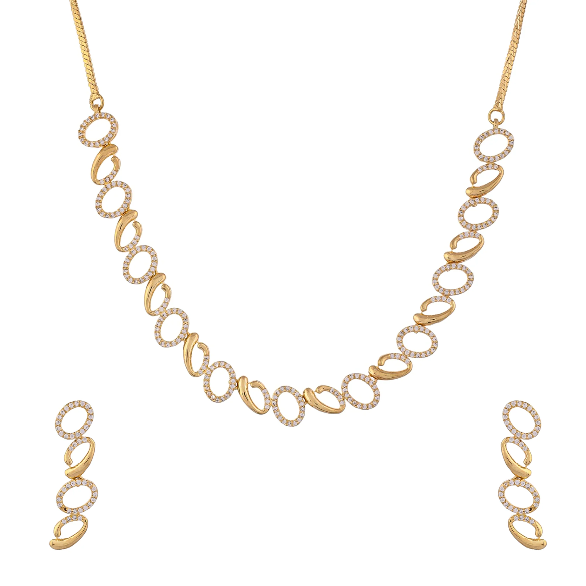 Sparkling Elegance Golden Harmony Necklace Set - Image 3