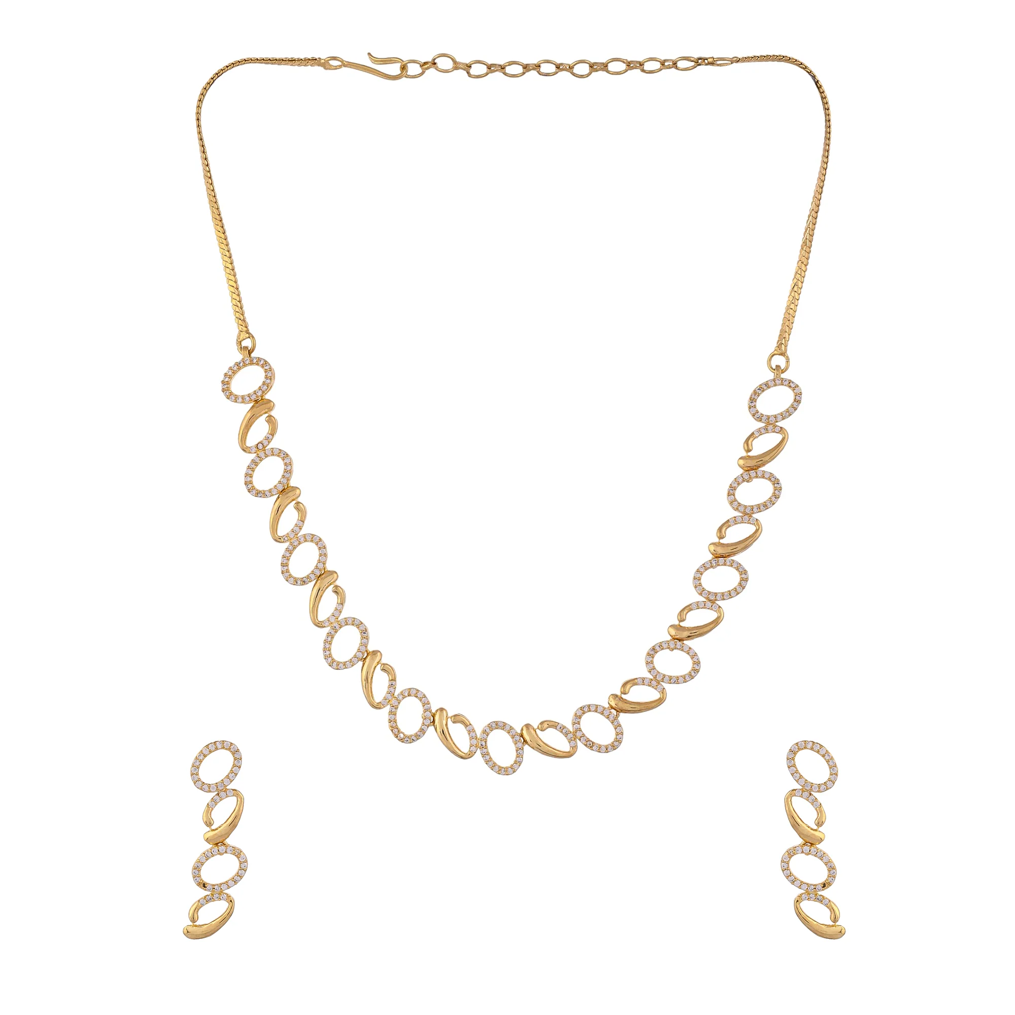 Sparkling Elegance Golden Harmony Necklace Set - Image 4