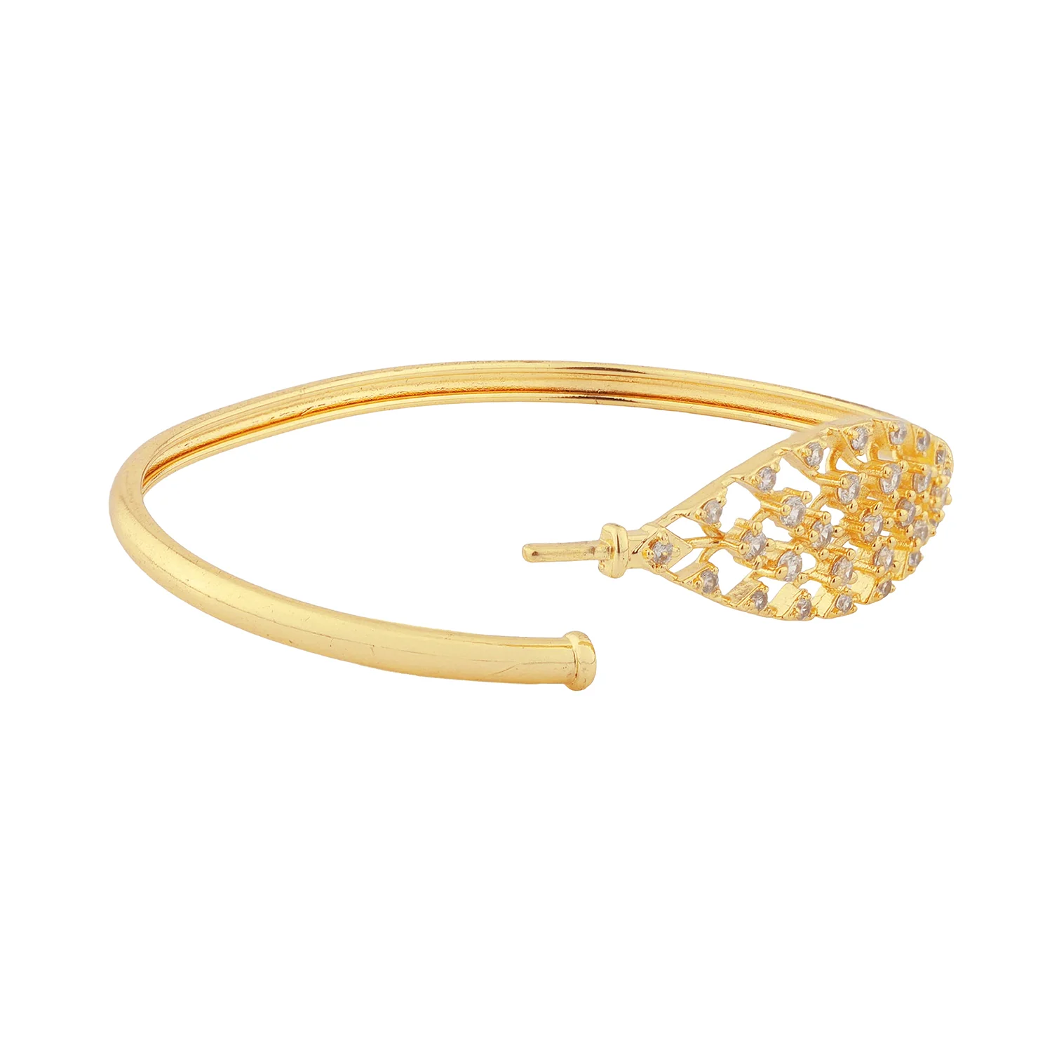 Sparkling Elegance Golden Lattice American Diamond Cz Bracelet - Image 6
