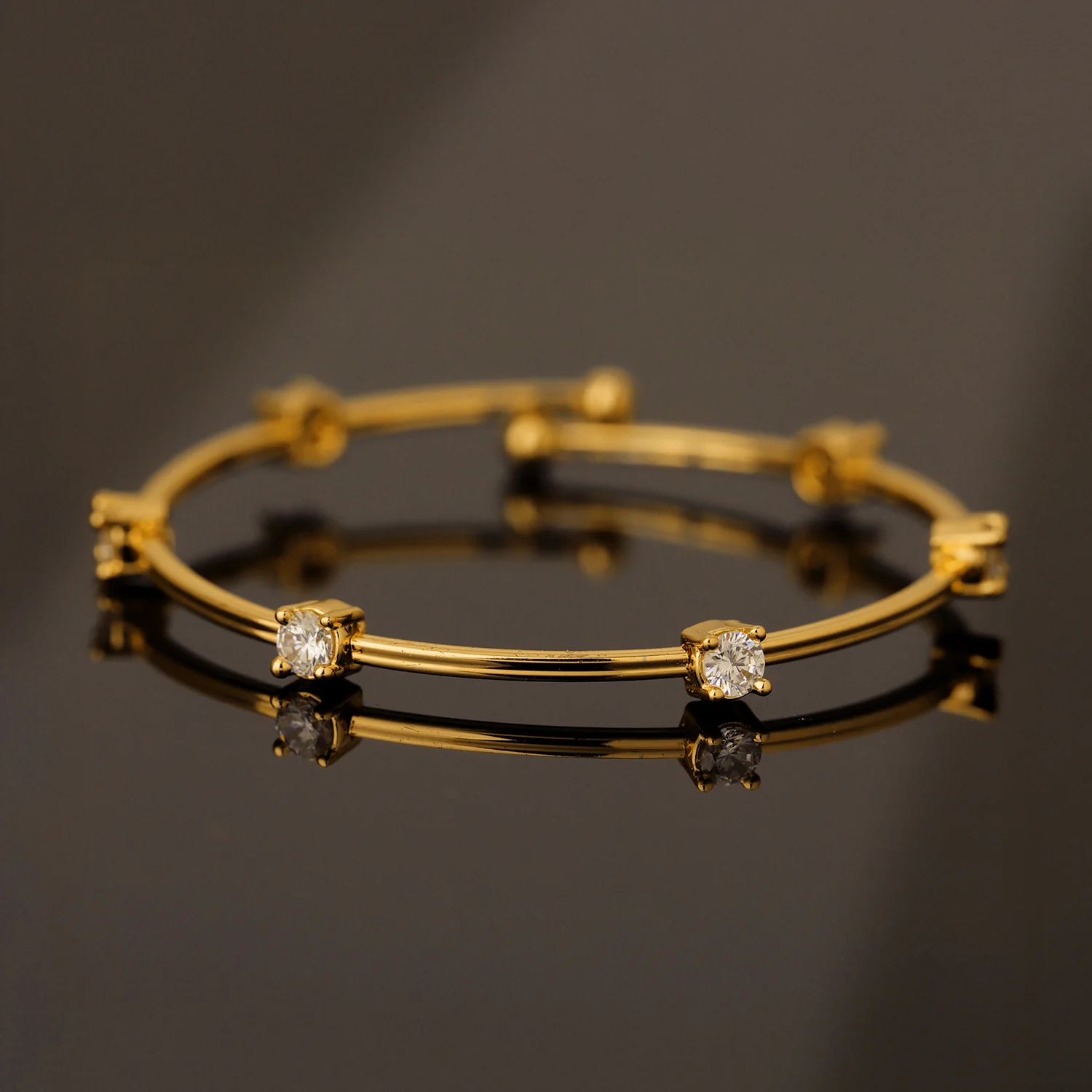 Sparkling Elegance Golden Whisper American Diamond Cz Bracelet