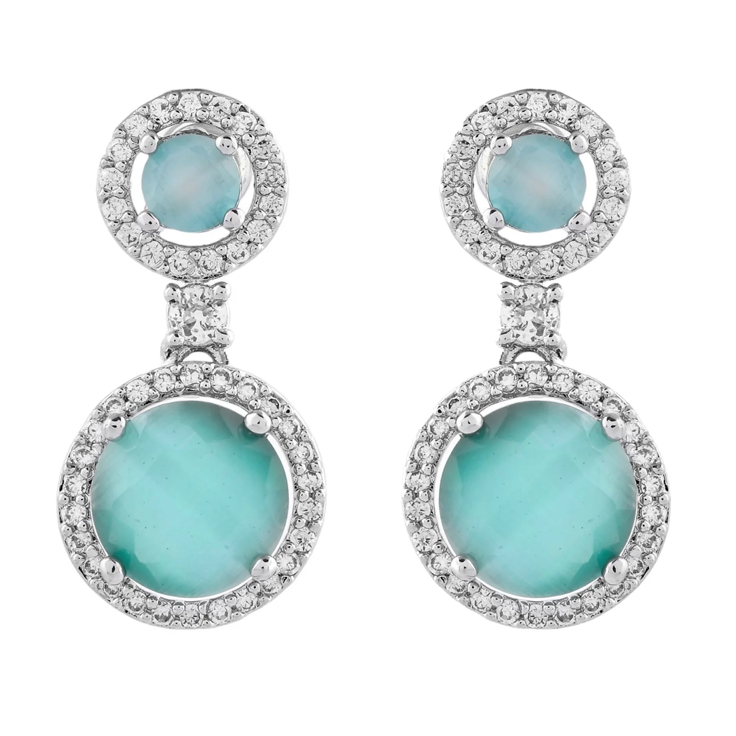 Sparkling Elegance Graceful Halo American Diamond Necklace Set - Image 6