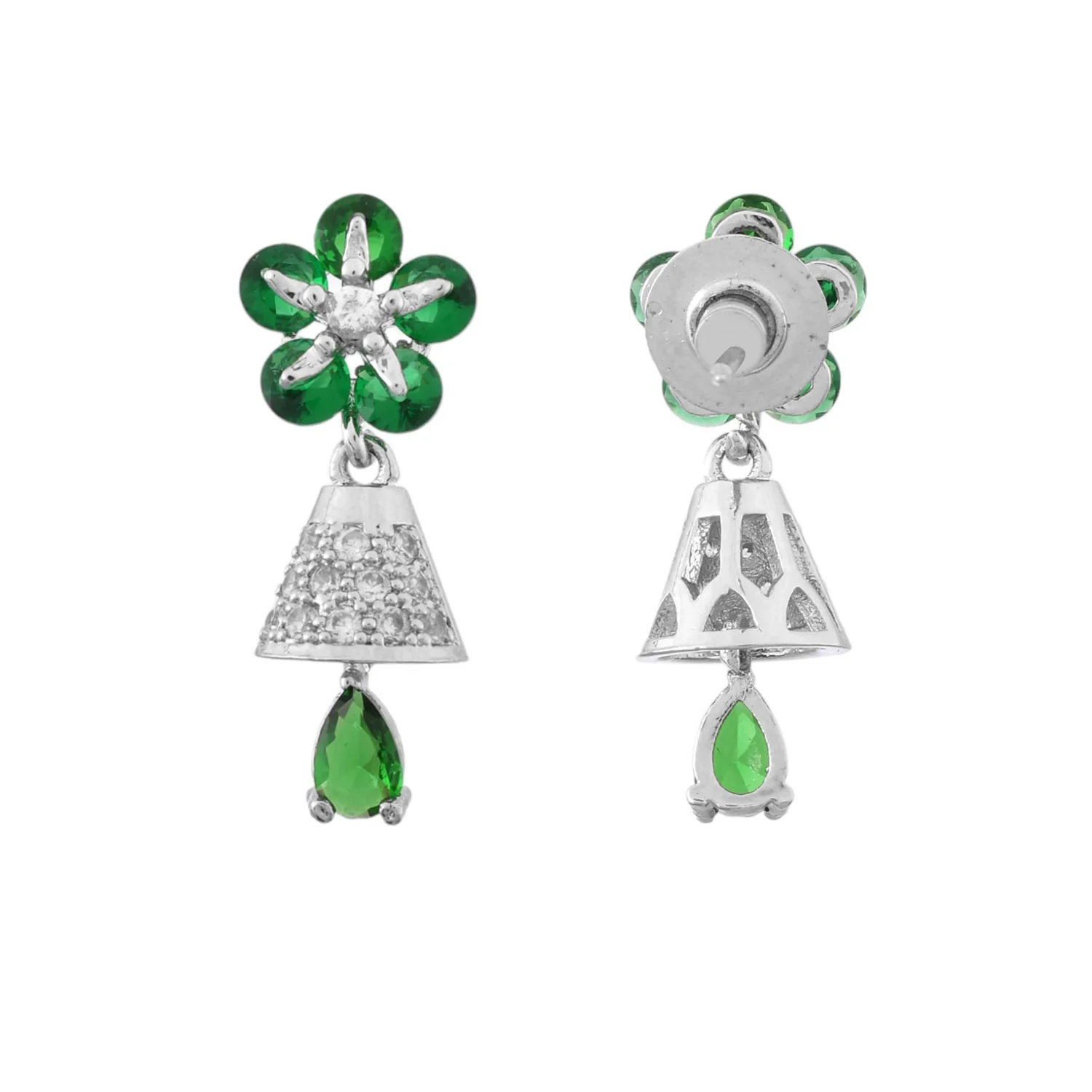 Sparkling Elegance Green And White Cz Casual Drop Earrings - Image 5